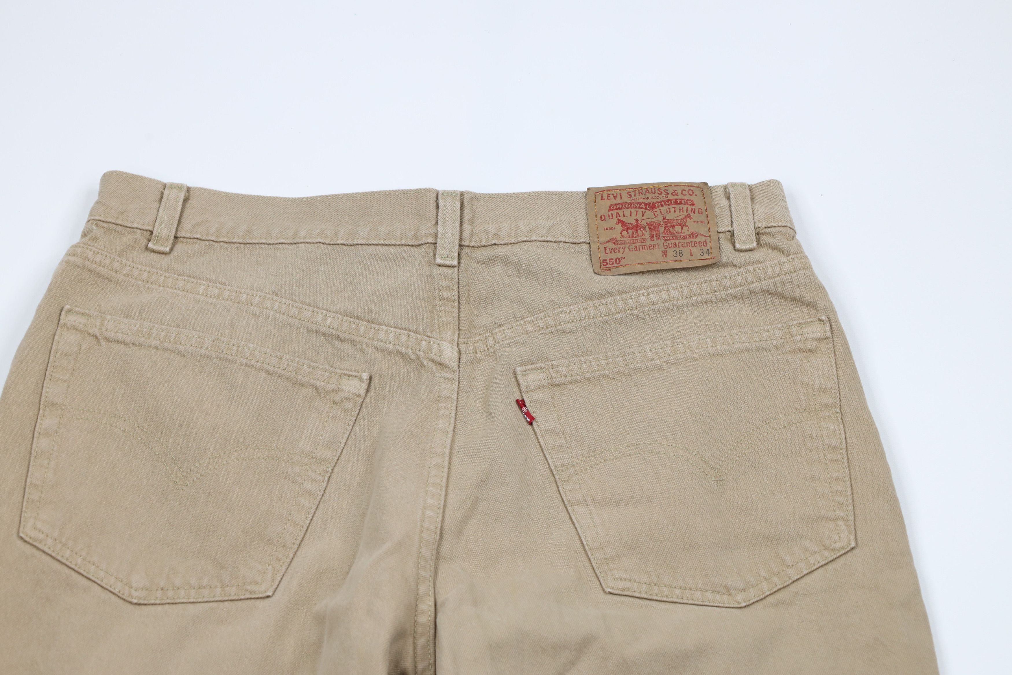 Levi's × Vintage Vintage 90s Levis 550 Relaxed Fit Denim Jeans Beige USA Size US 36 / EU 52 - 13 Thumbnail