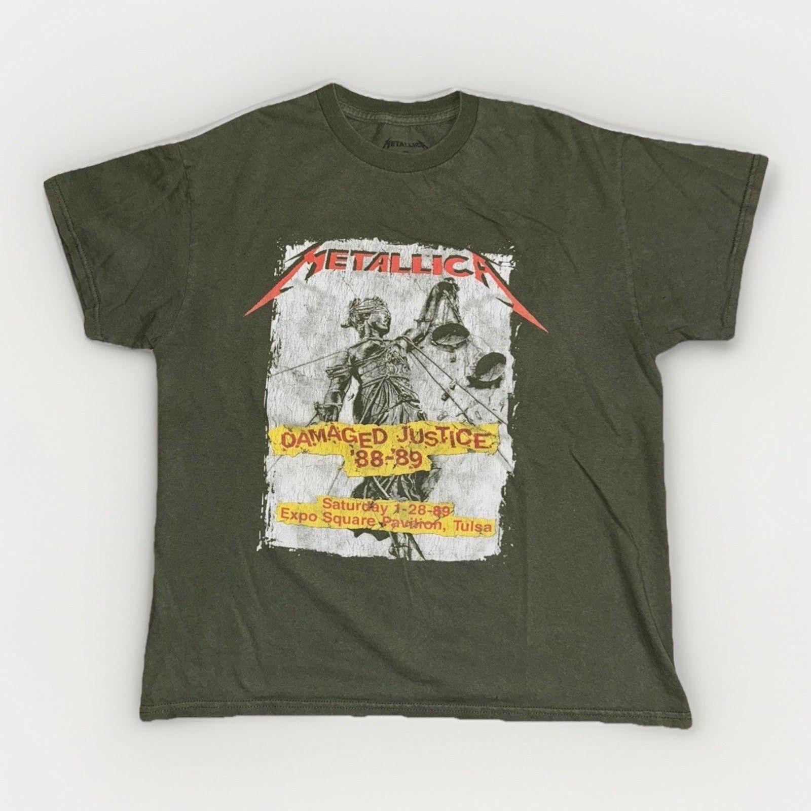 Band Tees × Vintage Metallica Damaged Justice 88-89 T-Shirt Green M 20x24 Band Size US M / EU 48-50 / 2 - 1 Thumbnail