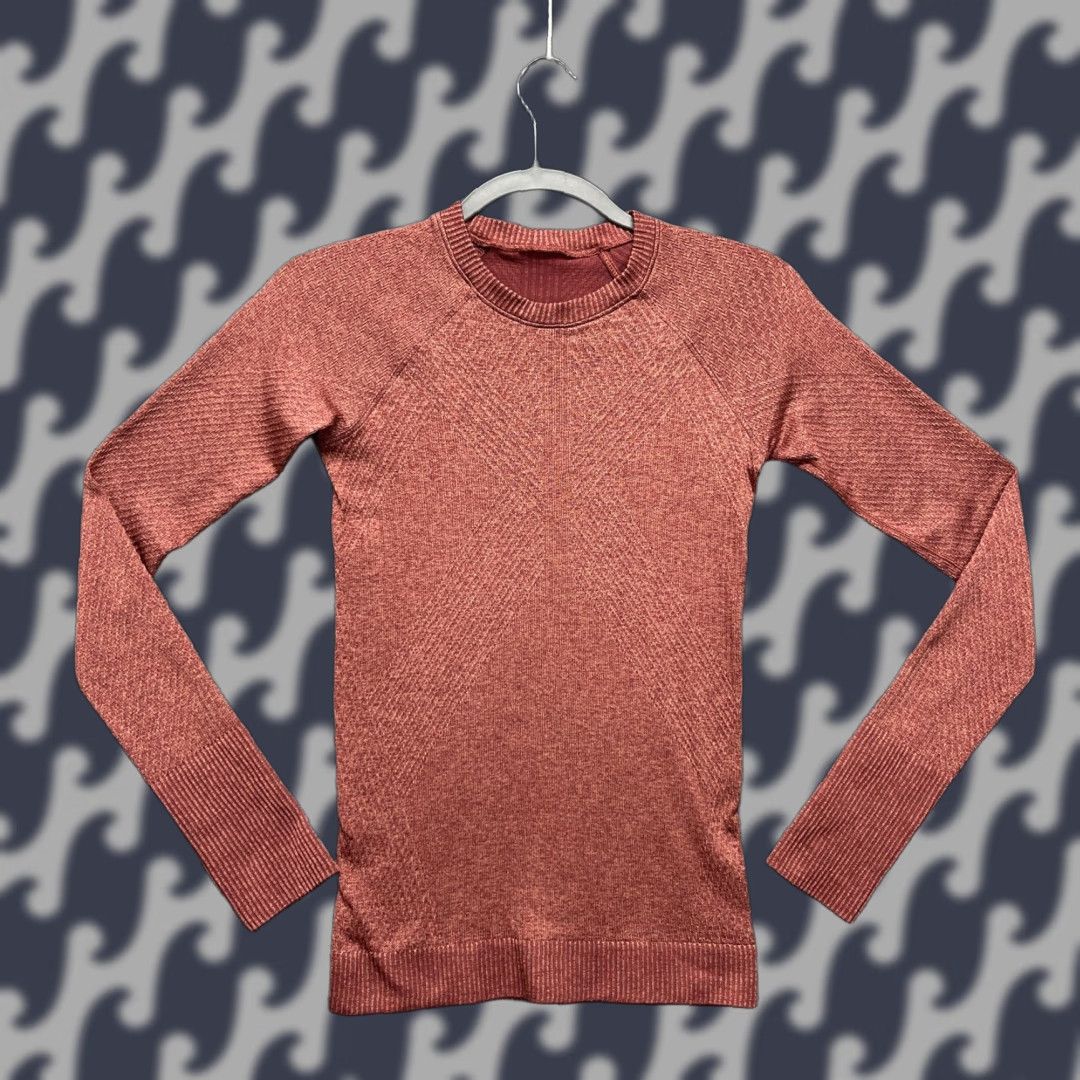 Lululemon Swiftly Tech Shirt Womens Small Red Long Sleeve Seamless Running Yoga Shirt