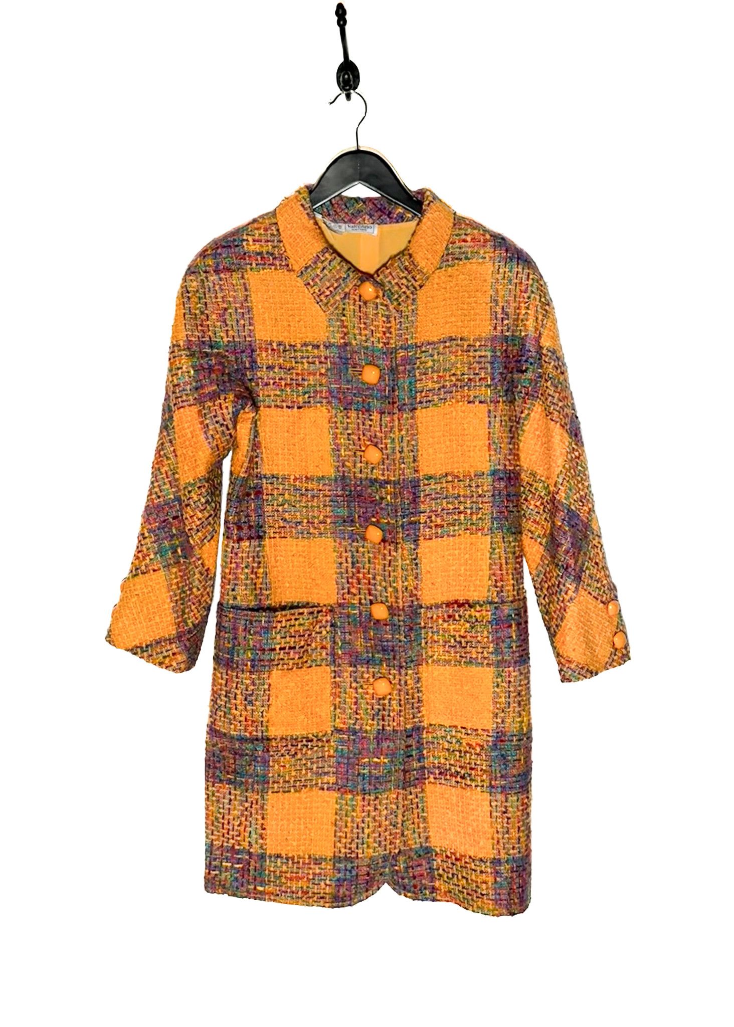 Valentino Valentino Boutique Vintage Orange Checkered Tweed Coat Size M / US 6-8 / IT 42-44 - 1 Thumbnail