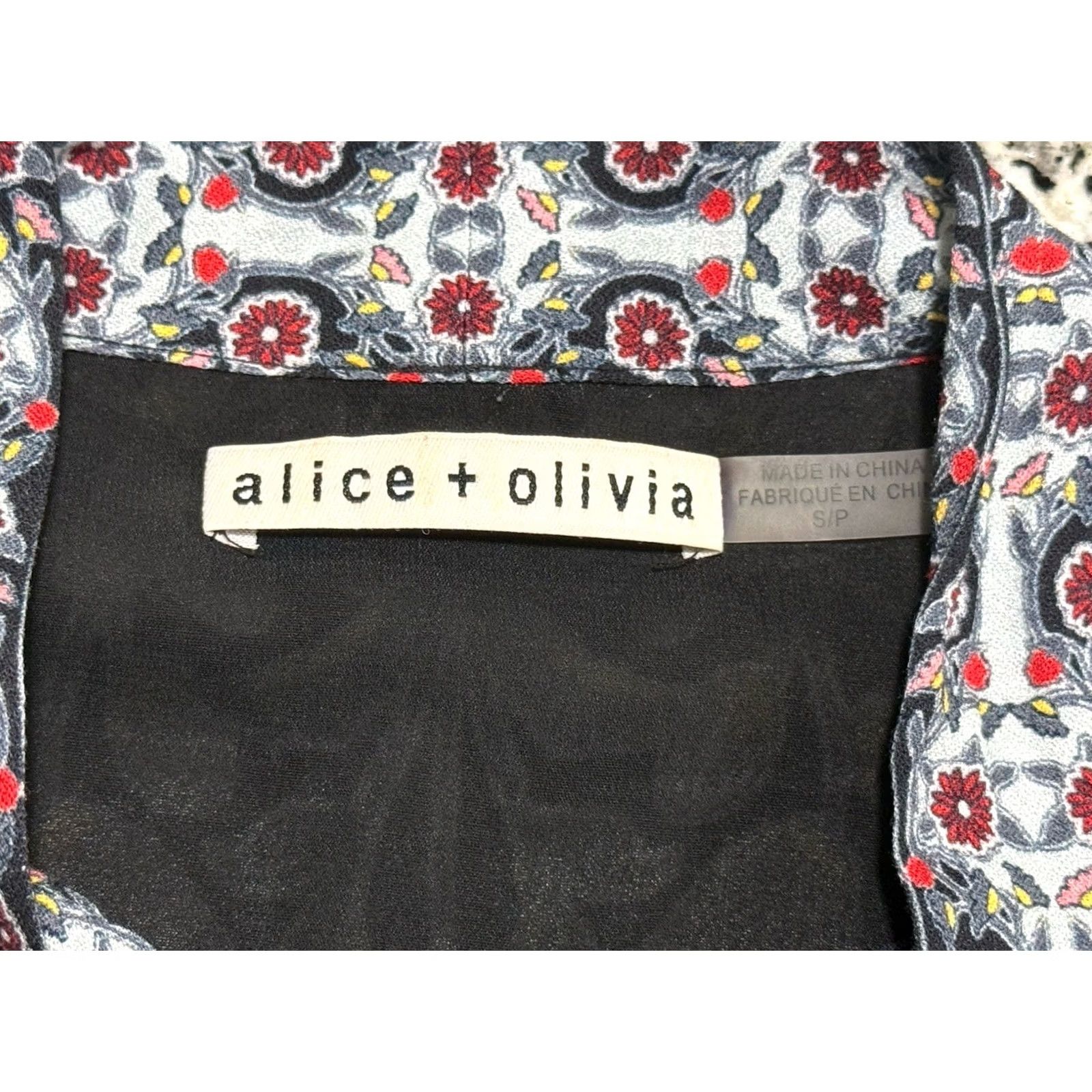 Alice + Olivia Alice + Olivia Daffodil Palace Scarf Pattern Mini Tie Neck Dress PS S/P Women Petite Multicolor Viscose Short Dress Men? Size S / US 4 / IT 40 - 3 Thumbnail
