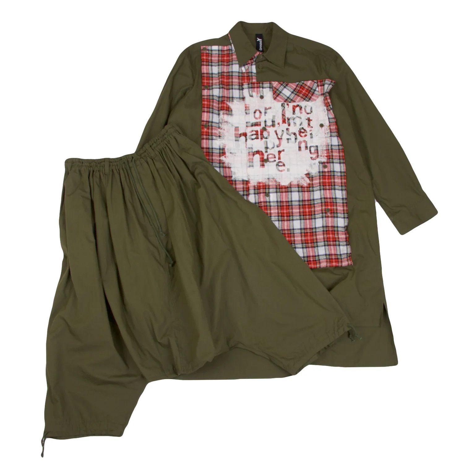 Yohji Yamamoto Tartan Check Pigment Print Set-Up in Khaki and Others Size US 36 / EU 52 - 1 Thumbnail