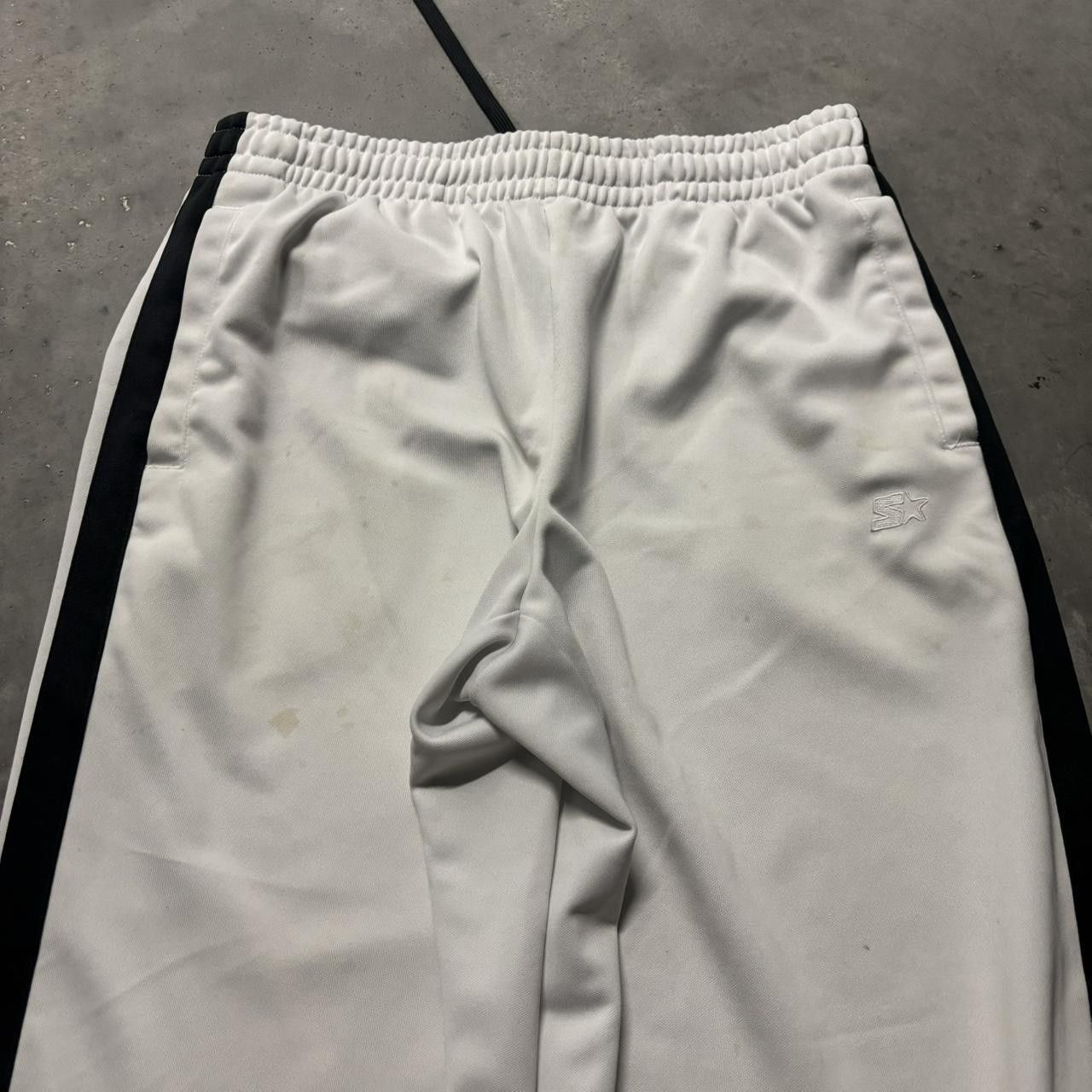 Japanese Brand × Vintage Crazy Vintage Y2K/2000s Baggy White Striped Skater Streetwear Track Pants! Size US 32 / EU 48 - 3 Thumbnail