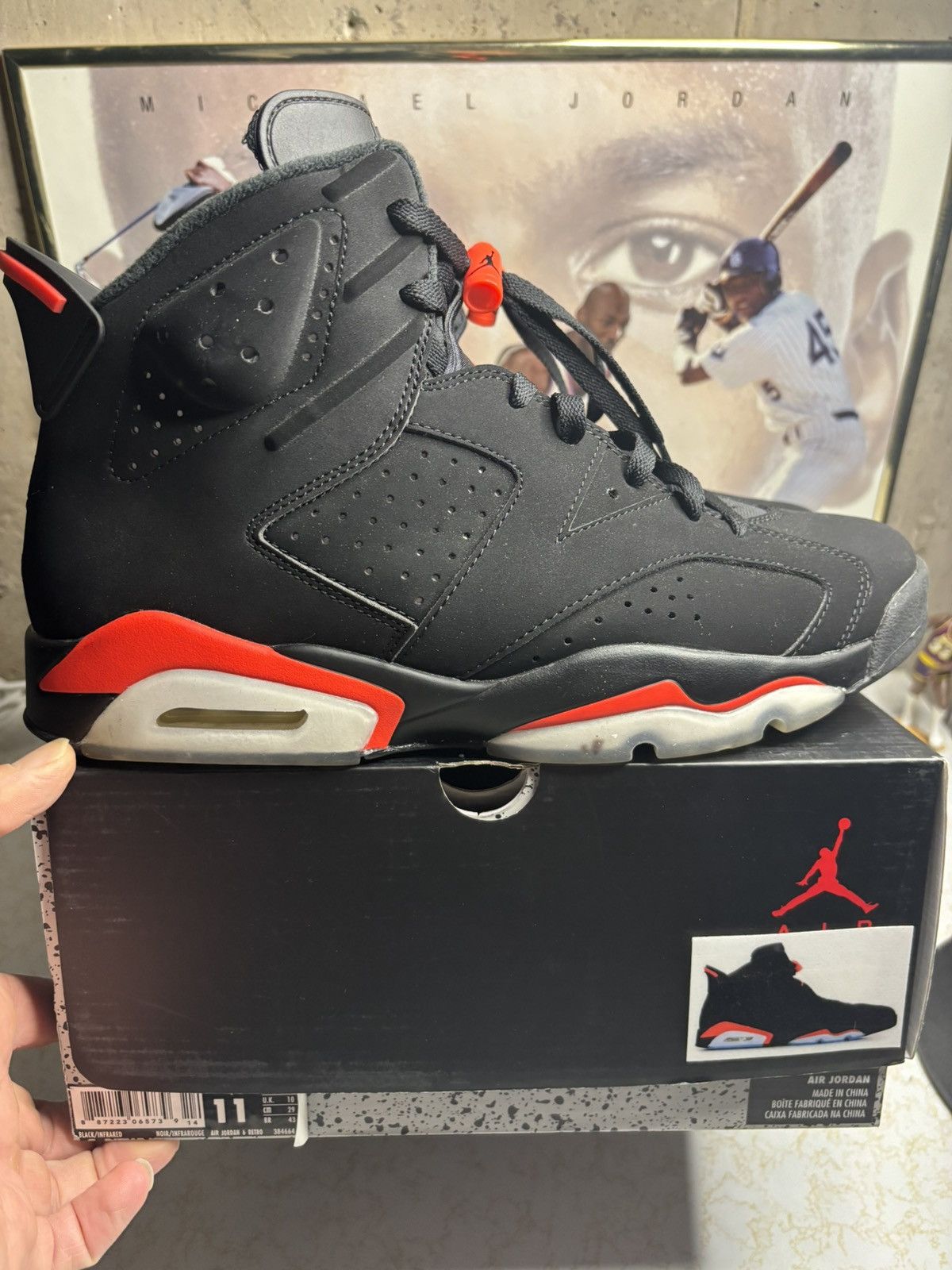 Jordan Brand Air Jordan 6 Retro black infrared Size US 11 / EU 44 - 1 Thumbnail
