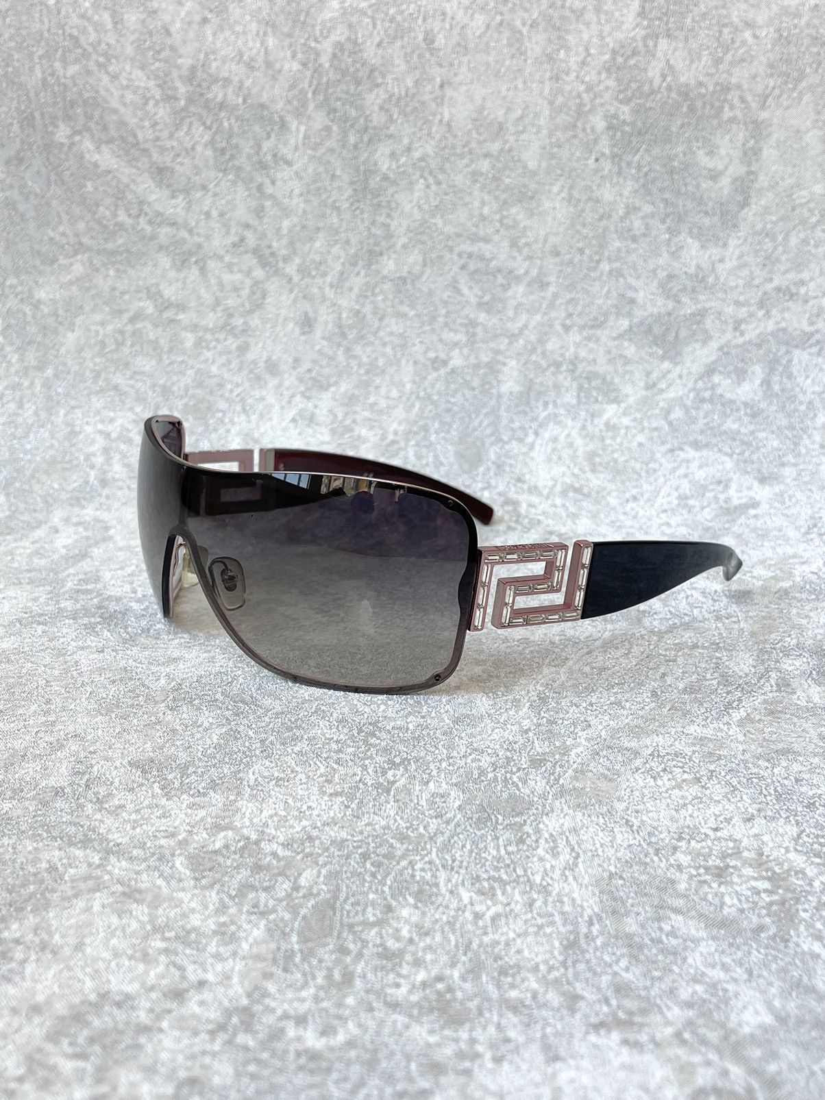 Versace VTG Versace 2072-B Rhinestone Greek Key Shield Sunglasses Size ONE SIZE - 1 Thumbnail