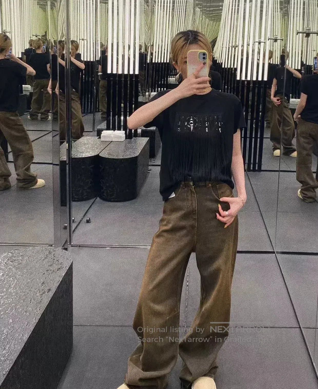 Maison Margiela black fringed t. Size US XXS / EU 40 - 4 Thumbnail