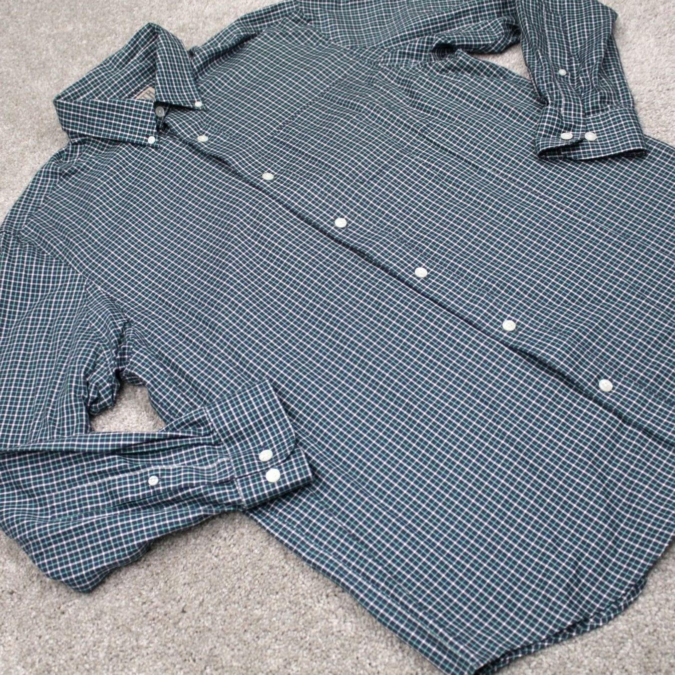 Vintage Duluth Shirt Mens Medium Green & Blue Wrinklefighter Relaxed Fit Cotton L/S Size US M / EU 48-50 / 2 - 6 Thumbnail
