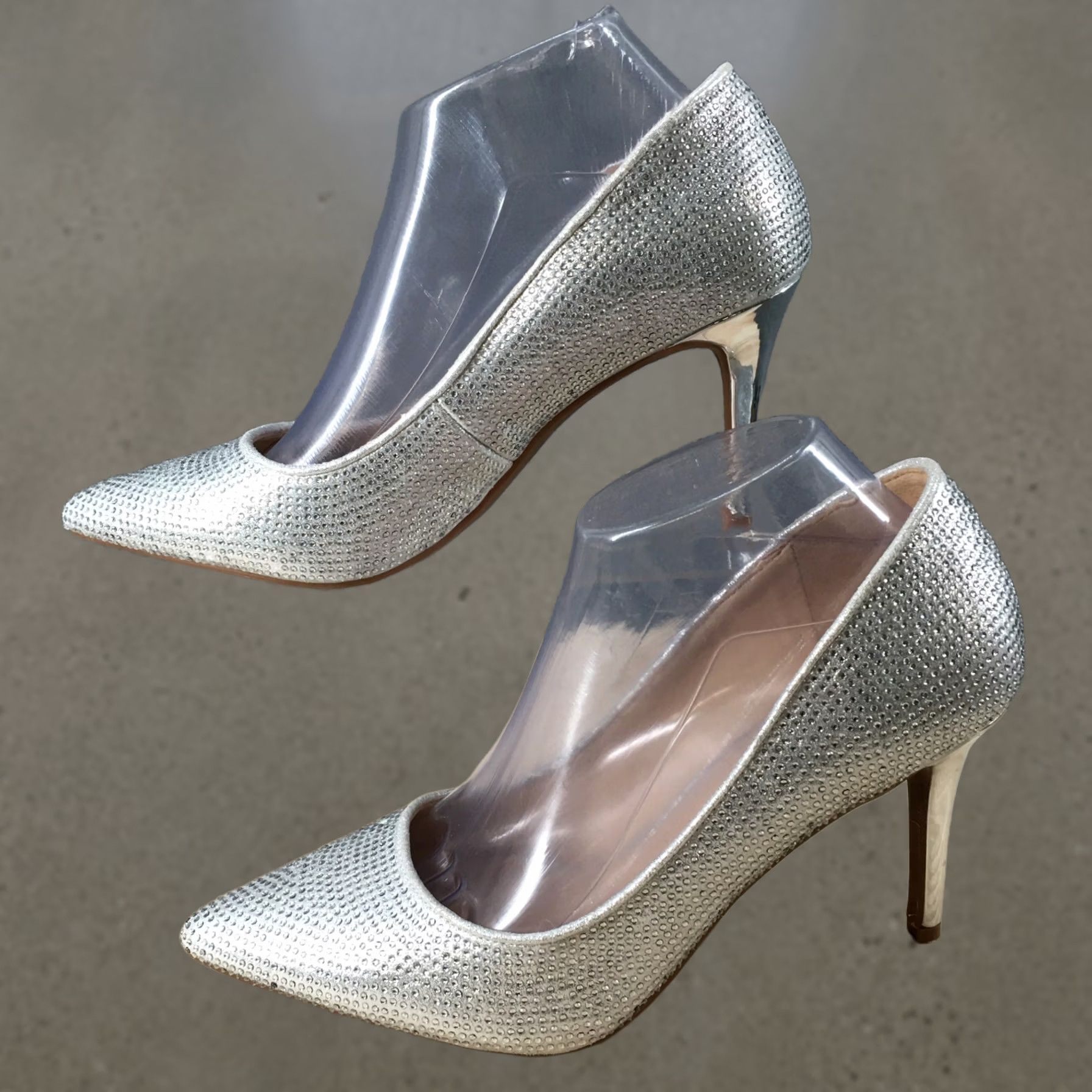 Jessica Simpson Jessica Simpson Heels Womens 8.5 M Lindiza Stiletto Pumps Rhinestone Silver Heel Size US 9 / IT 39 - 1 Thumbnail