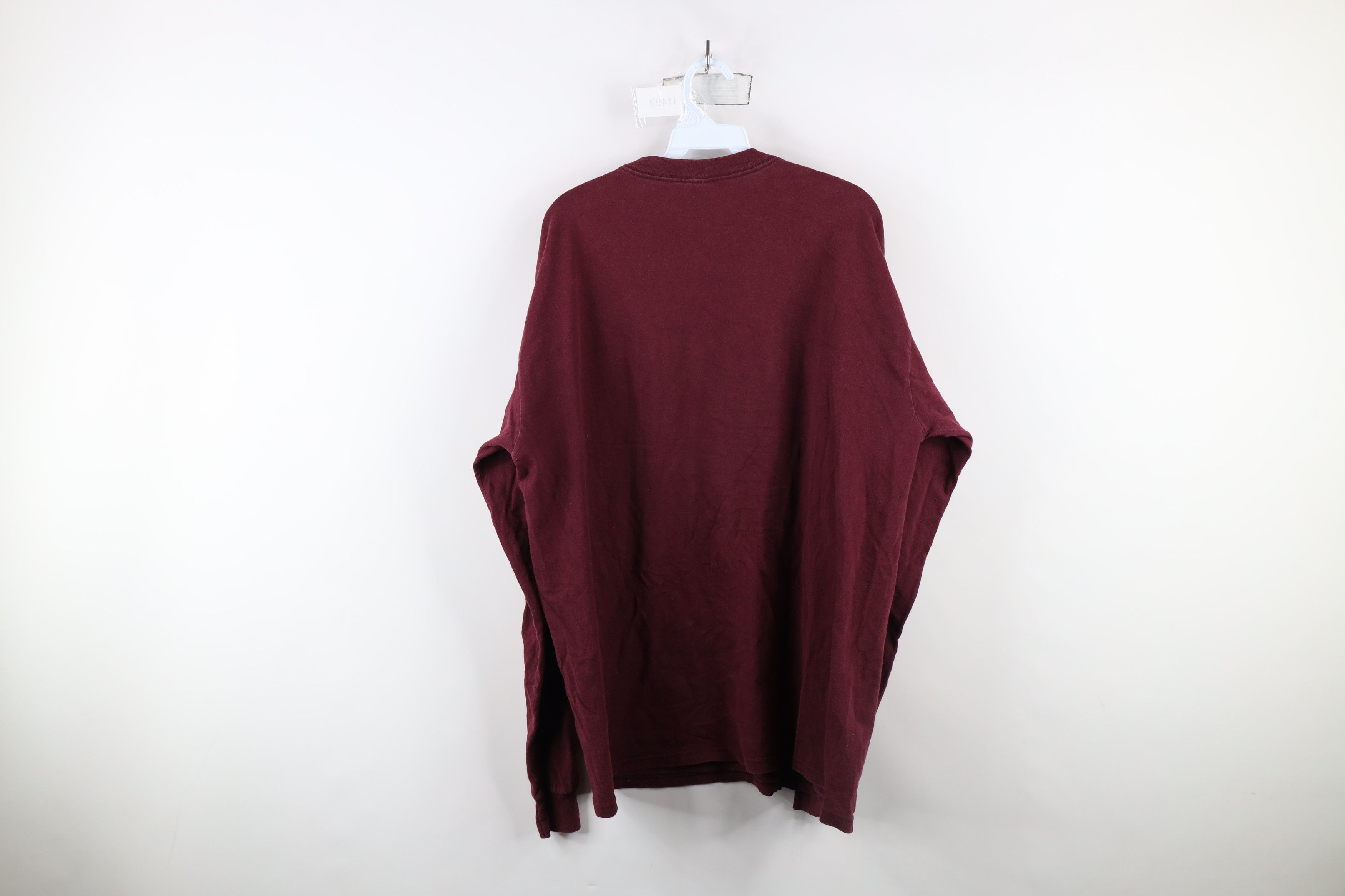 Vintage Vintage 90s Streetwear Long Sleeve Pocket T-Shirt Red Cotton Size US XL / EU 56 / 4 - 8 Thumbnail