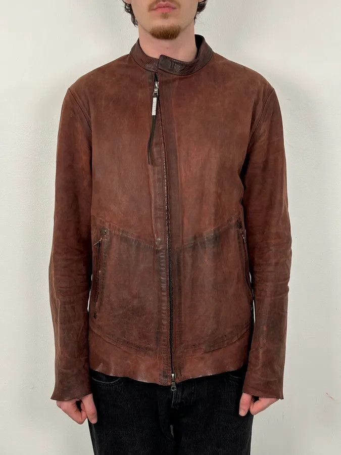 Isaac Sellam Experience Isaac Sellam Bordeaux Leather Back-Zip Avant-Garde Jacket Size US L / EU 52-54 / 3 - 2 Thumbnail