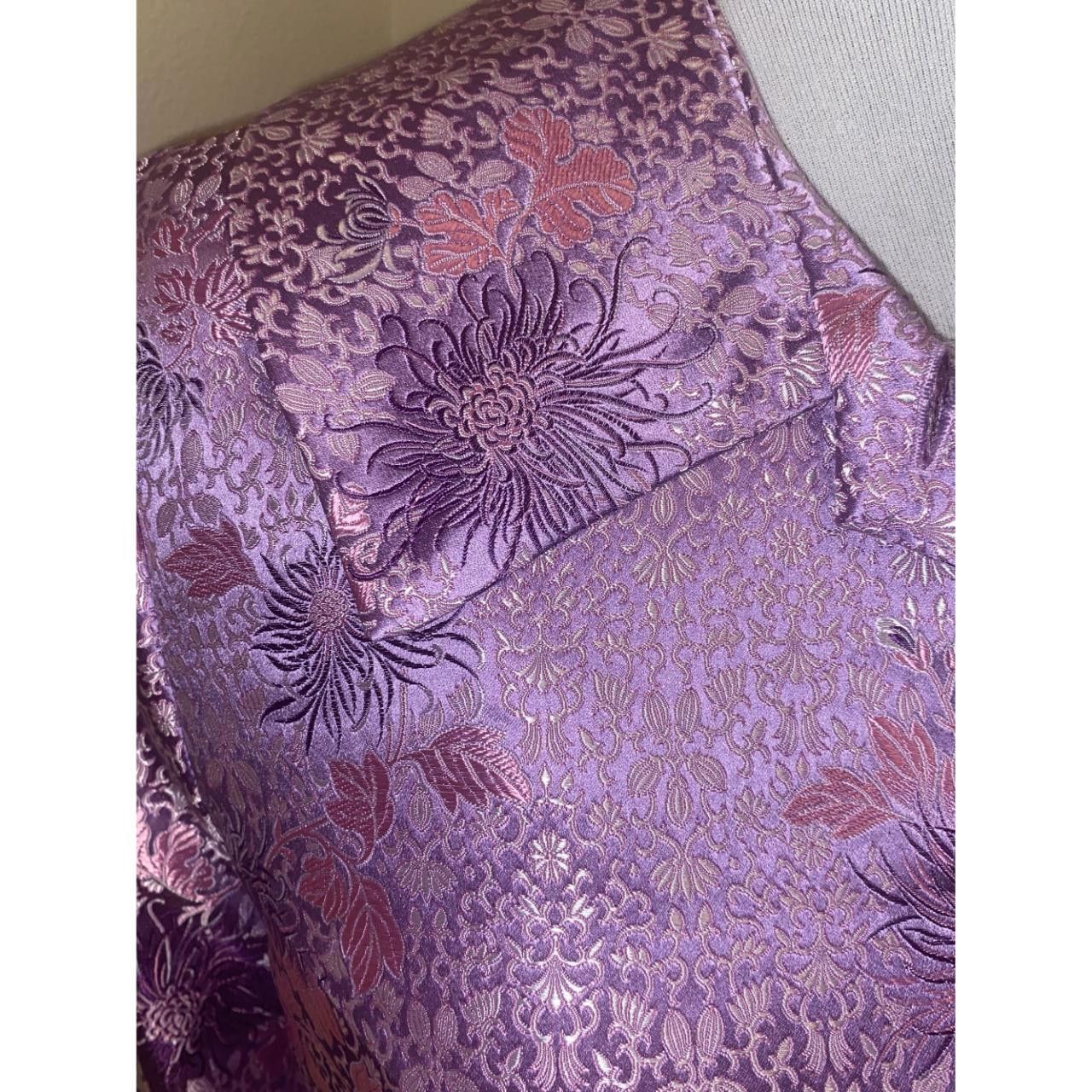 Designer Vintage Style Pink Magenta Floral Brocade Satin Jacket RARE Size L / US 10 / IT 46 - 6 Thumbnail