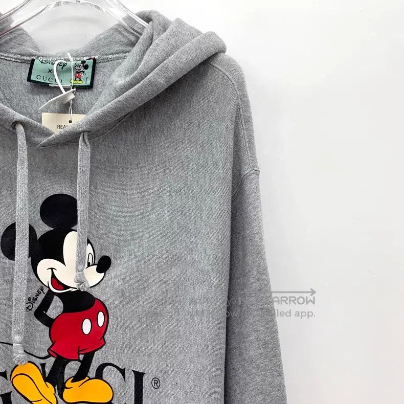 Gucci Gucci Gray Mickey Mouse Printed Cotton Hooded Drawstring L Size US XL / EU 56 / 4 - 3 Thumbnail
