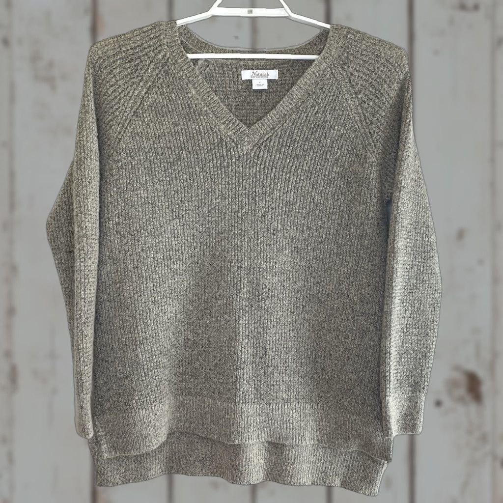 Vintage Natural Reflections Pullover Tunic Sweater Womens L Oatmeal V-Neck High Low Long Sleeve Beige Size L / US 10 / IT 46 - 1 Thumbnail