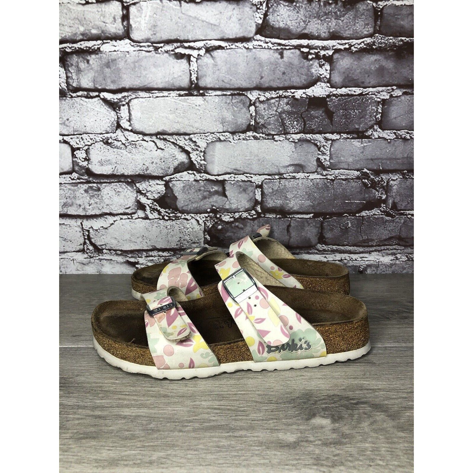 Birkenstock Birki's Birkenstock Pink Leather Floral Slides Sandals Women Size US 6.5 / IT 36.5 - 1 Thumbnail