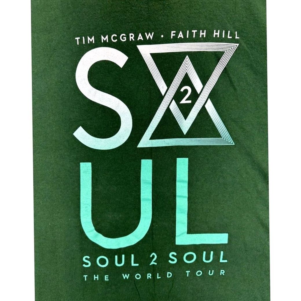 Vintage Soul 2 Soul T-Shirt Men 2XL Green Graphic Print Crew Neck Cotton Tim McGraw Faith Hill Shirt Size US XXL / EU 58 / 5 - 4 Thumbnail