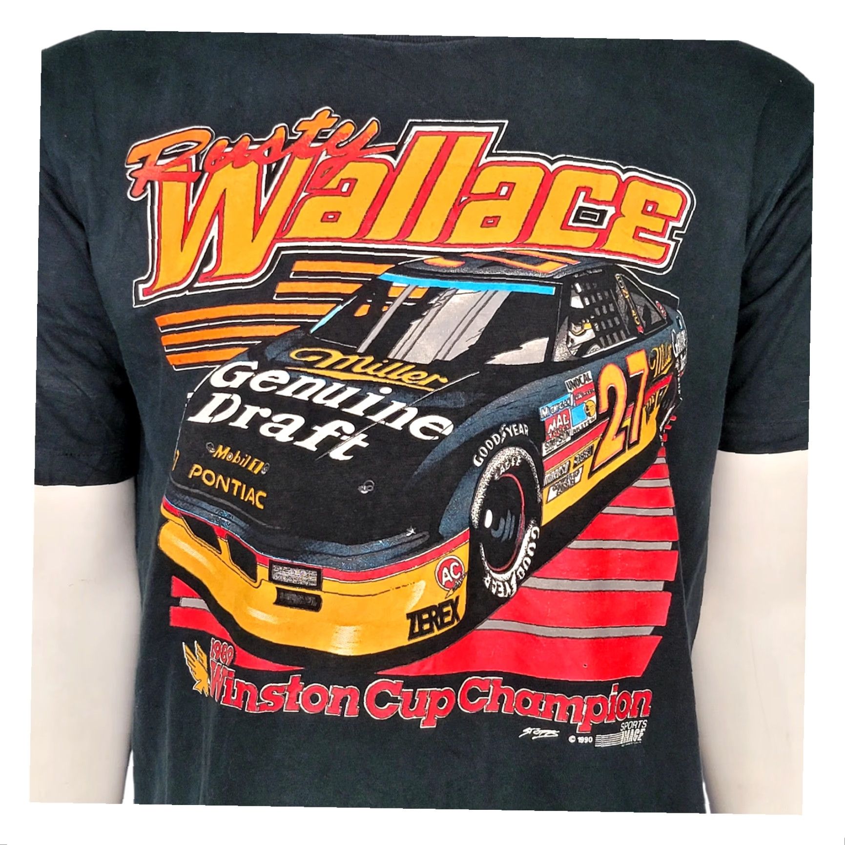 Champion Rusty Wallace Vintage NASCAR T-shirt XL Black Oneita Power-T 100% Cotton Winston Cup Champion Graphic Pre-Owned Mens Size US XL / EU 56 / 4 - 2 Thumbnail