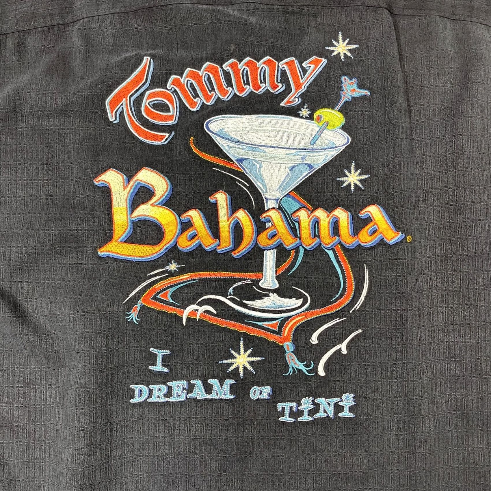 Tommy Bahama TOMMY BAHAMA Silk Camp Shirt XL Black Embroidered Martini 'I Dream Of Tini' Size US XL / EU 56 / 4 - 2 Thumbnail