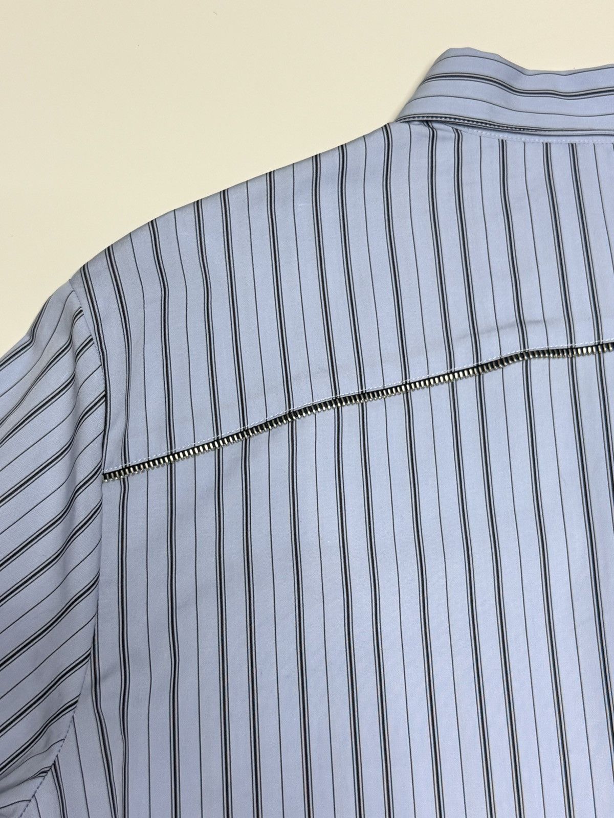 Off-White Off White Zip Embellished Striped Cotton Shirt Size US L / EU 52-54 / 3 - 9 Thumbnail