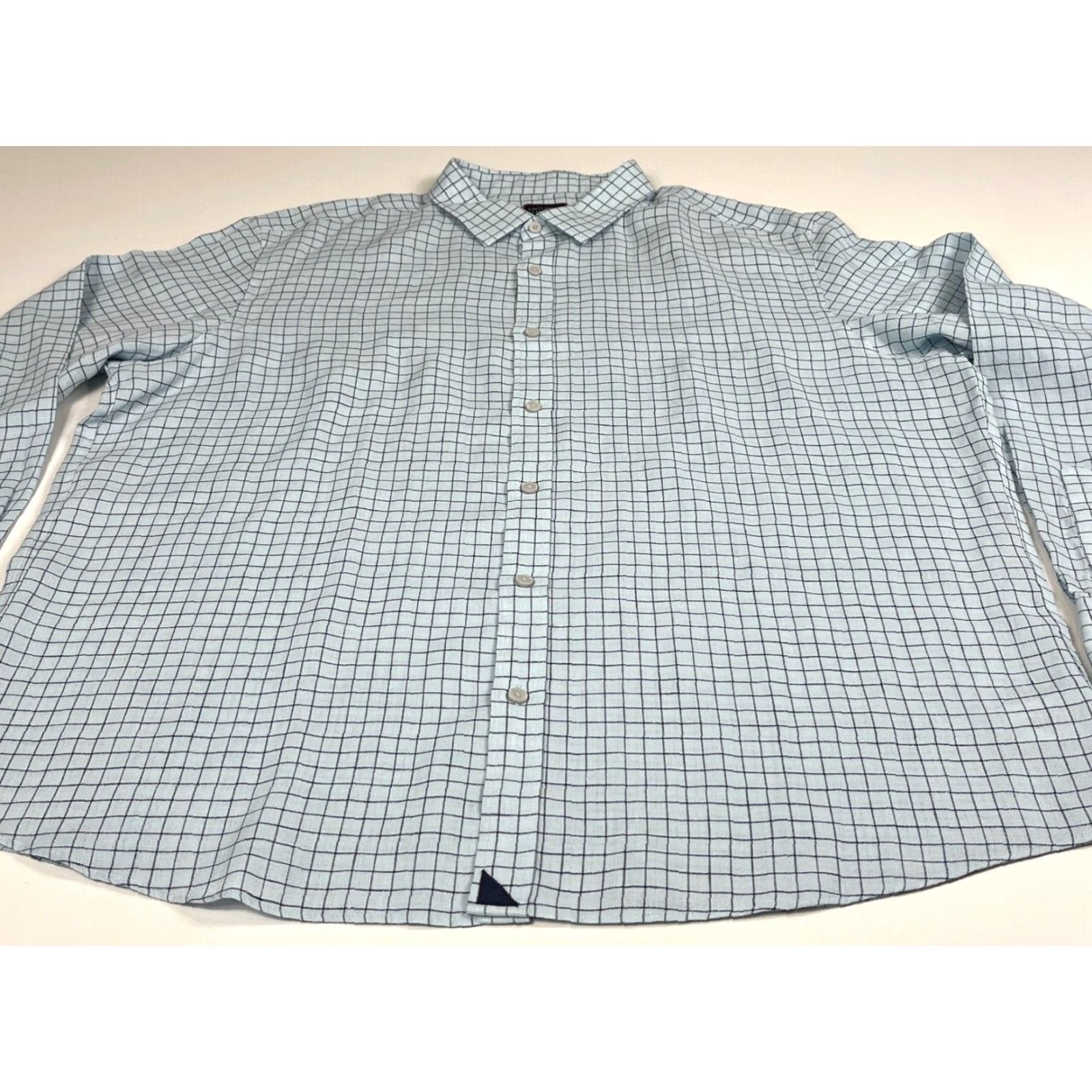 UNTUCKit UNTUCKit Button-Up Shirt Men's 3XL Linen Light Blue Regular Fit Check Wrinkle Resistant Casual Size US XXL / EU 58 / 5 - 5 Thumbnail