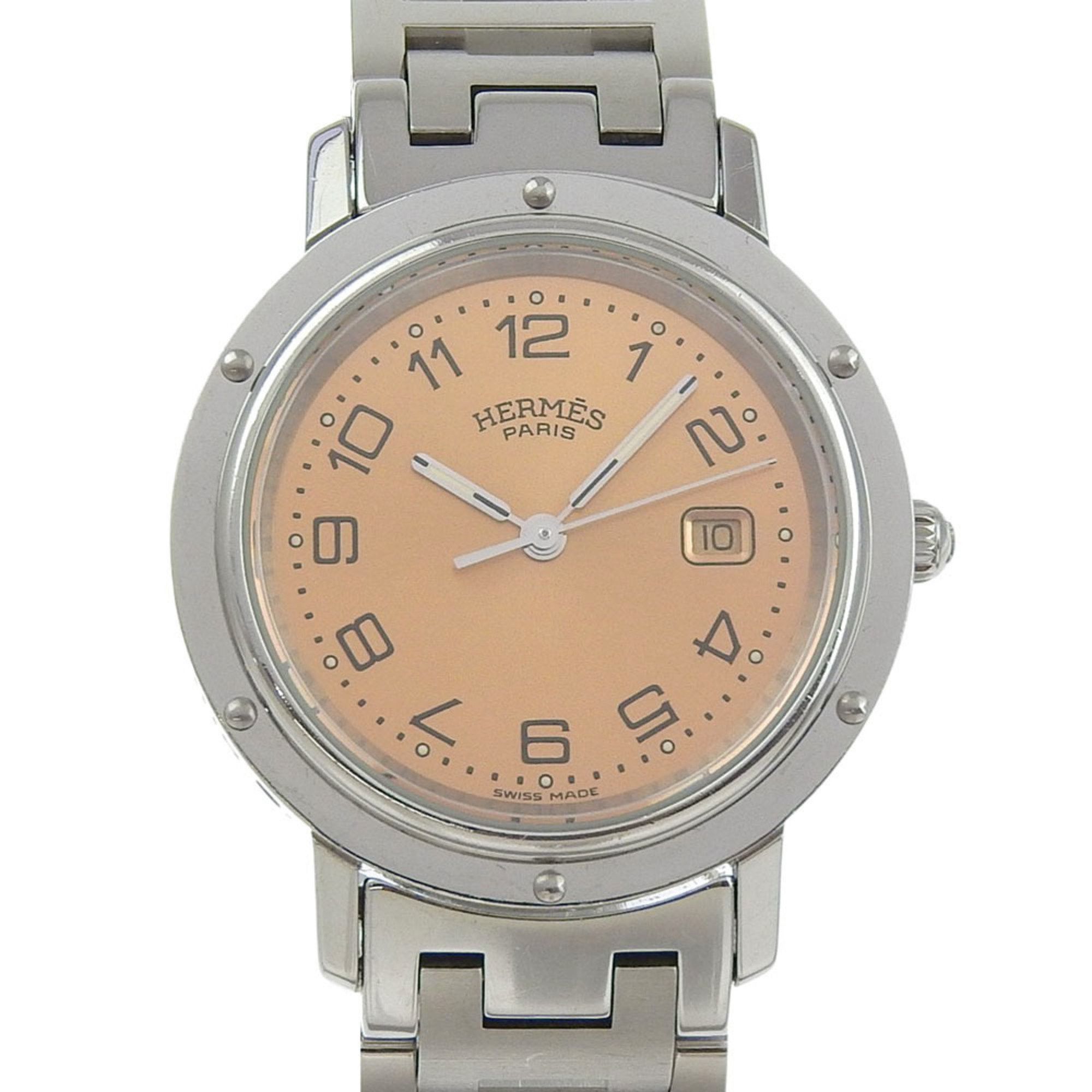 Hermes Hermès Clipper Watch CL4.410, Stainless Steel Quartz Analog Display, Pink Dial, Boys Size ONE SIZE - 1 Thumbnail