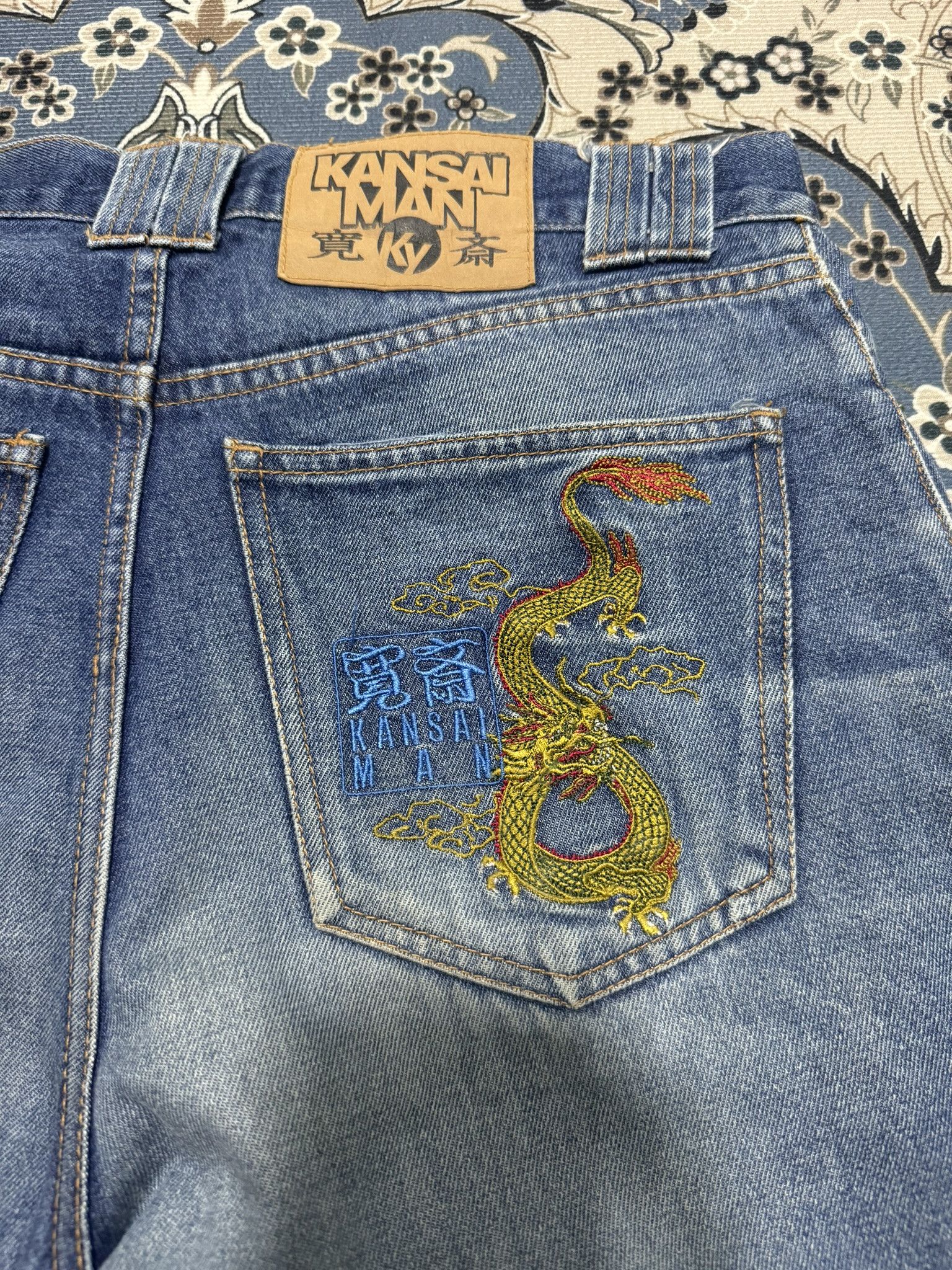 Japanese Brand × Kansai Yamamoto × Vintage Vintage Kansai Man By Kansai Yamamoto Dragon Embroider Jeans Size US 29 - 3 Thumbnail