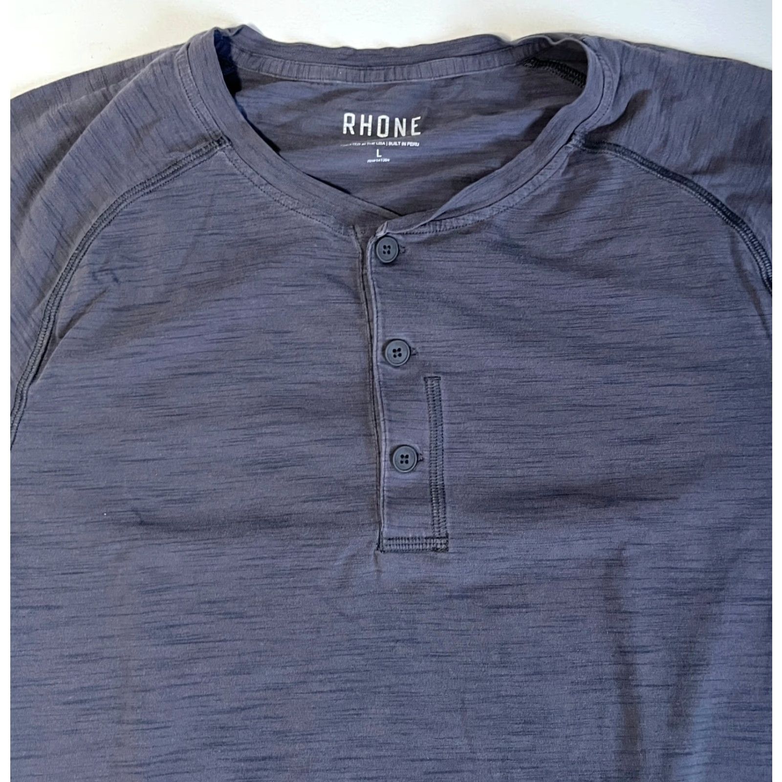 Rhone Rhone Men's Henley T-Shirt Activewear Pima Cotton Gray Sz L Crew Neck Short Sleeve Athletic Regular Size US L / EU 52-54 / 3 - 4 Thumbnail