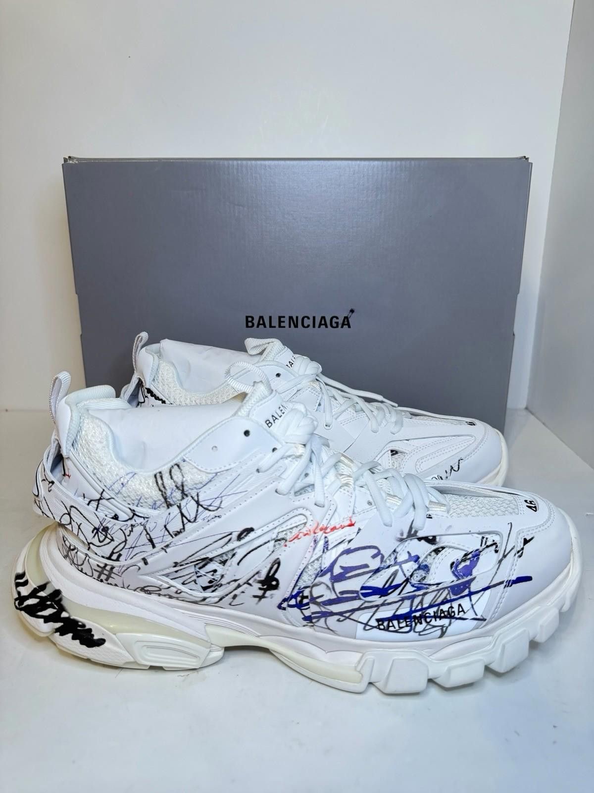 Balenciaga Track Signature Logo Sneakers White/Black SZ 41
