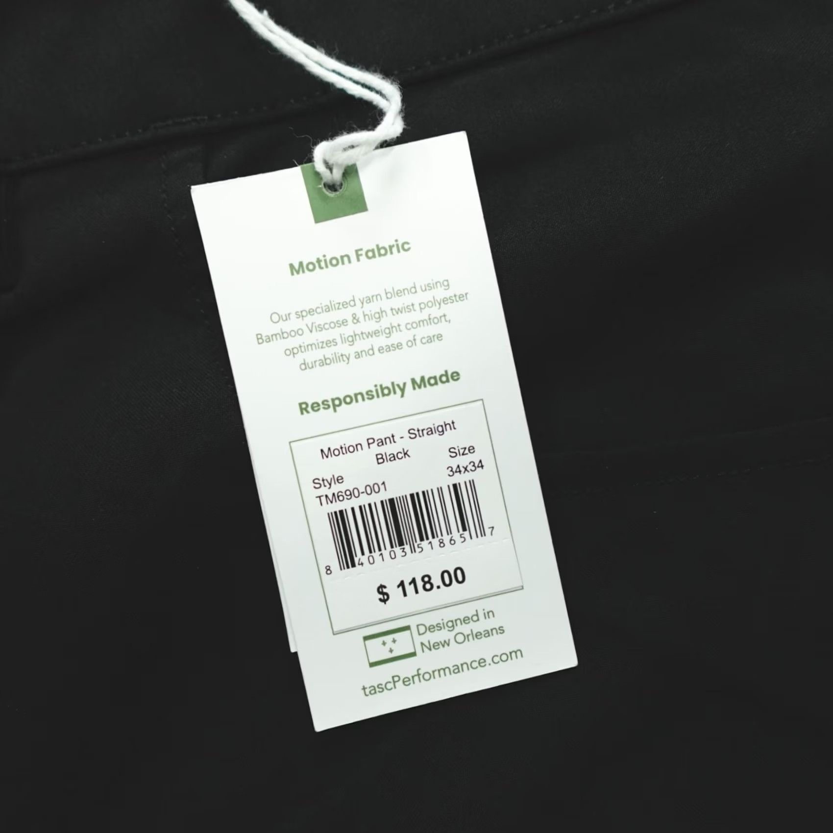Vintage Tasc Motion Pants Straight Fit Lightweight DWR Men's 34x34 Black Slim Fit Casual Chino Pants Size US 34 / EU 50 - 3 Thumbnail