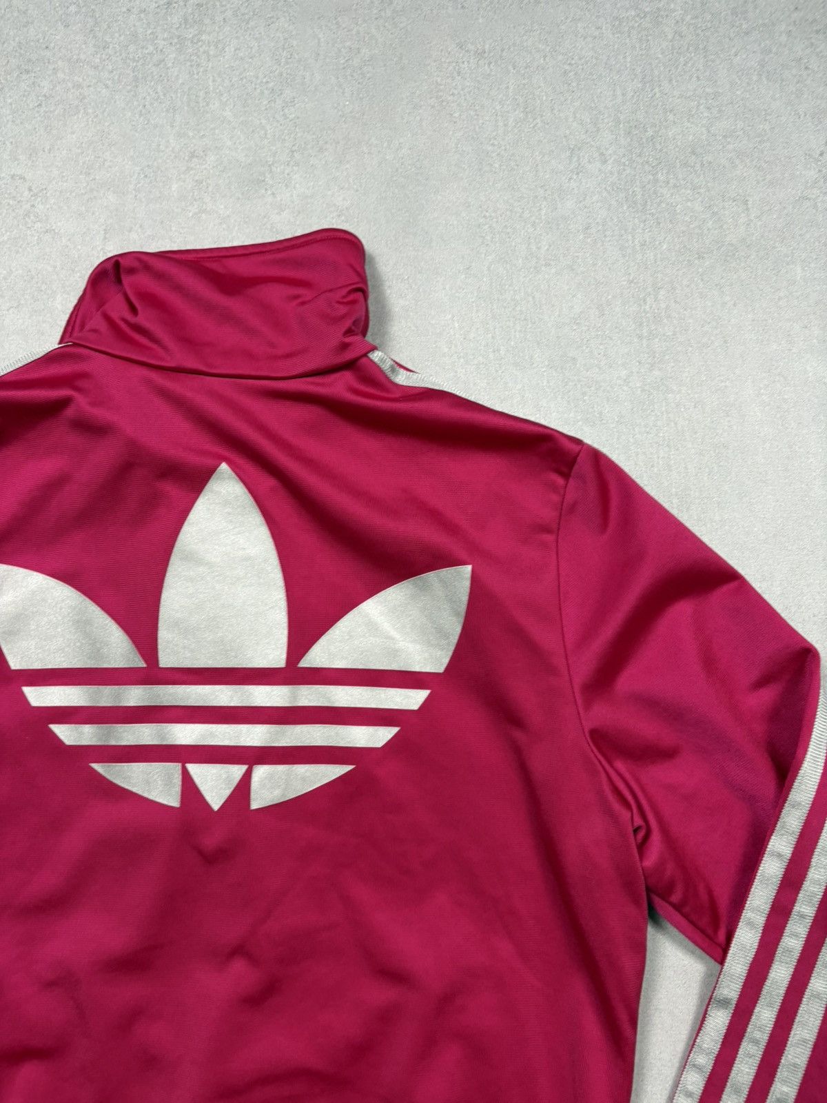 Adidas Vintage 2000s Adidas Trefoil Logo Track Jacket Pink Zip Y2K Size M / US 6-8 / IT 42-44 - 3 Thumbnail