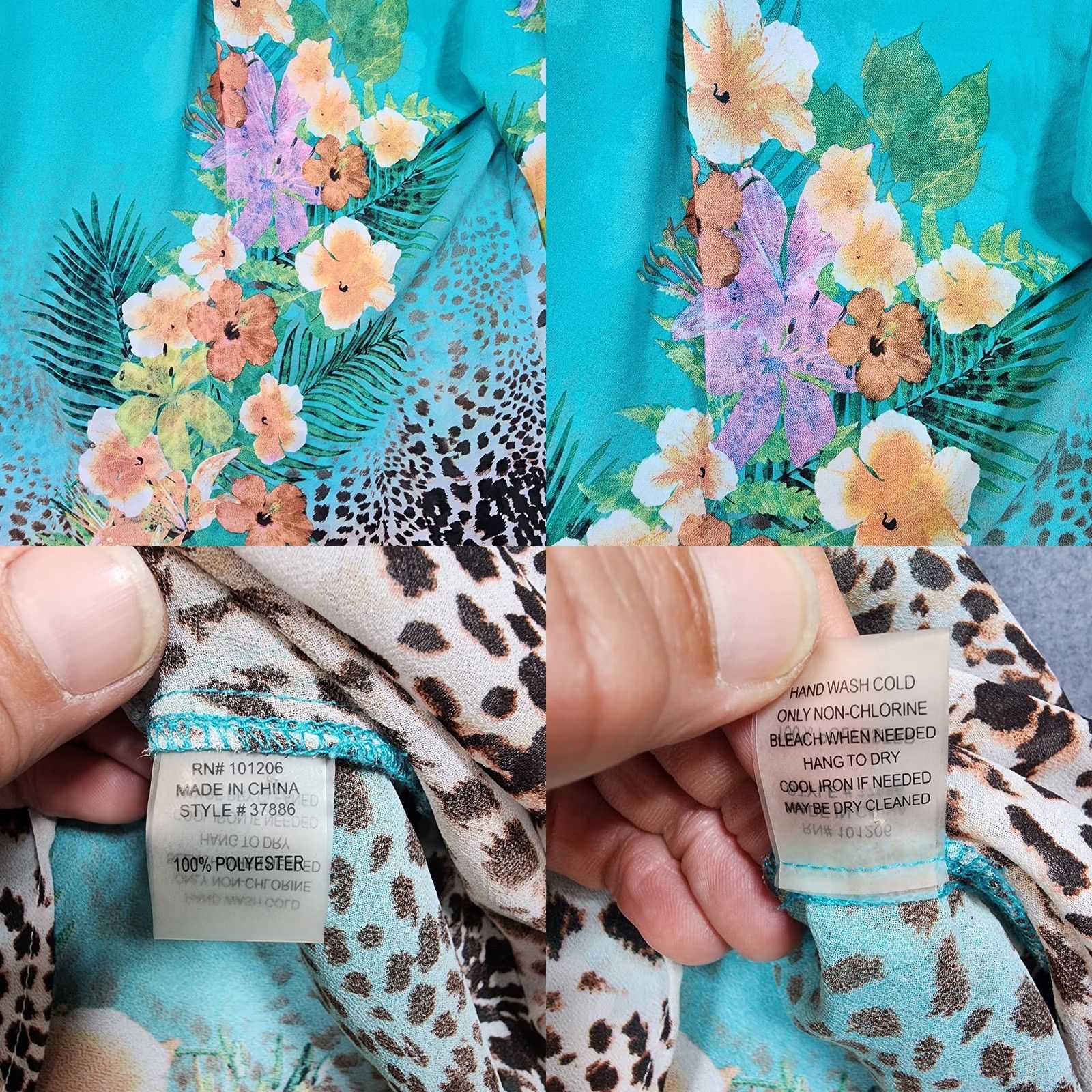Soft Surroundings Soft Surroundings Womens Top Petite Medium Semi Sheer Popover Green Floral Beach Shirt Blouse Tunic Roll Tab Sleeve Long Sleeve V-Neck Floral Pattern Size M / US 6-8 / IT 42-44 - 9 Thumbnail