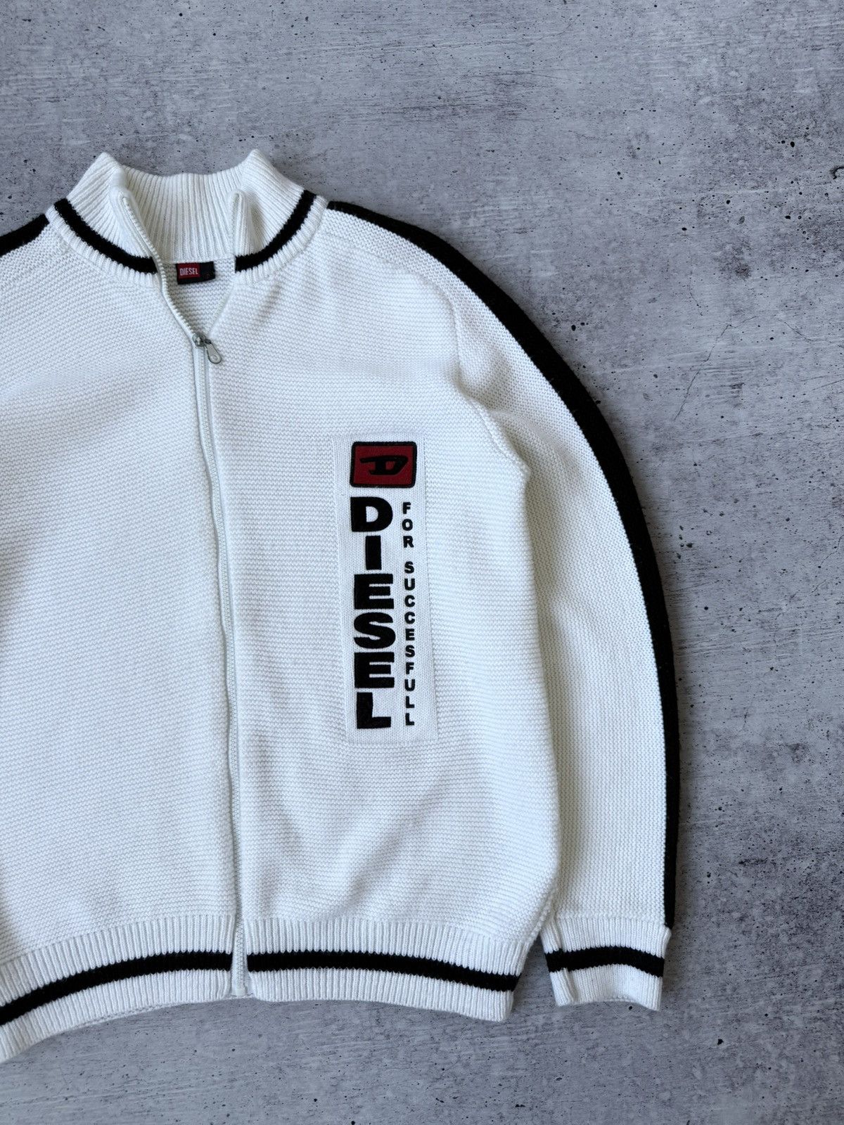 Diesel × Japanese Brand × Vintage Diesel Vintage Big Logo Full Zip Y2K Sweater Size US L / EU 52-54 / 3 - 6 Thumbnail