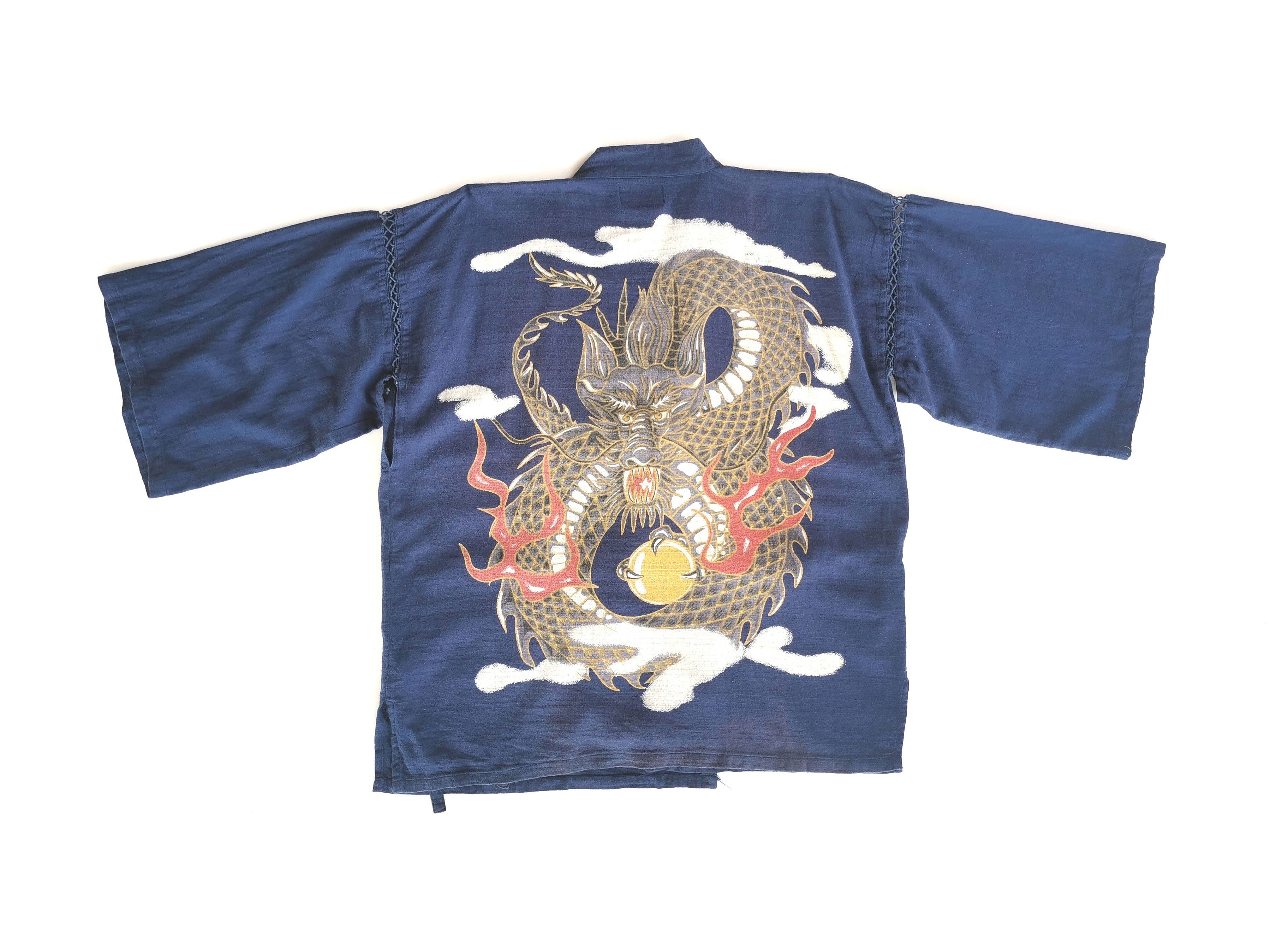 Japanese Brand Dragon Art Indigo Japan Kimono Yakuza Harajuku Style Size US L / EU 52-54 / 3 - 2 Thumbnail