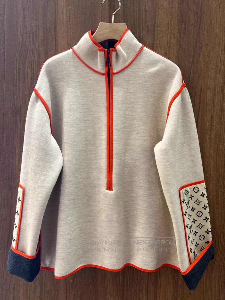 Louis Vuitton Beige Contrast Zip Sweatshirt