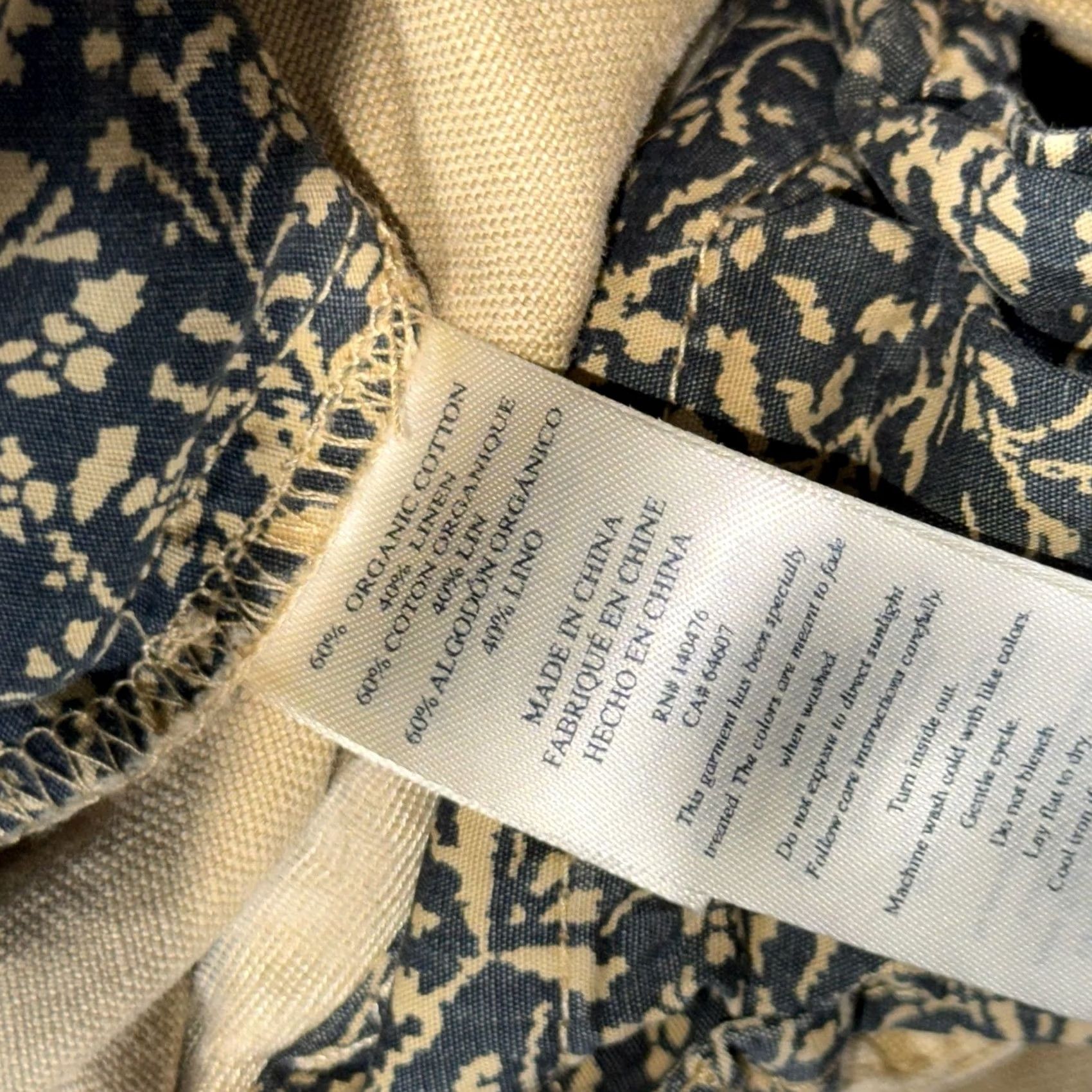 Faherty Faherty Pleated Wide Trouser Pants Women Size 10 Tan Linen Organic Cotton Elasti Size 32" / US 10 / IT 46 - 4 Thumbnail