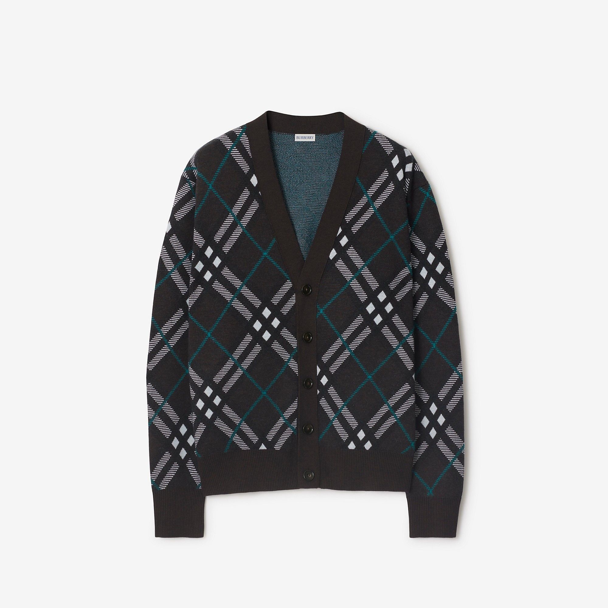 Burberry o1w1db10326 Check Wool Mohair Blend Cardigan in Multicolor Size US M / EU 48-50 / 2 - 1 Thumbnail