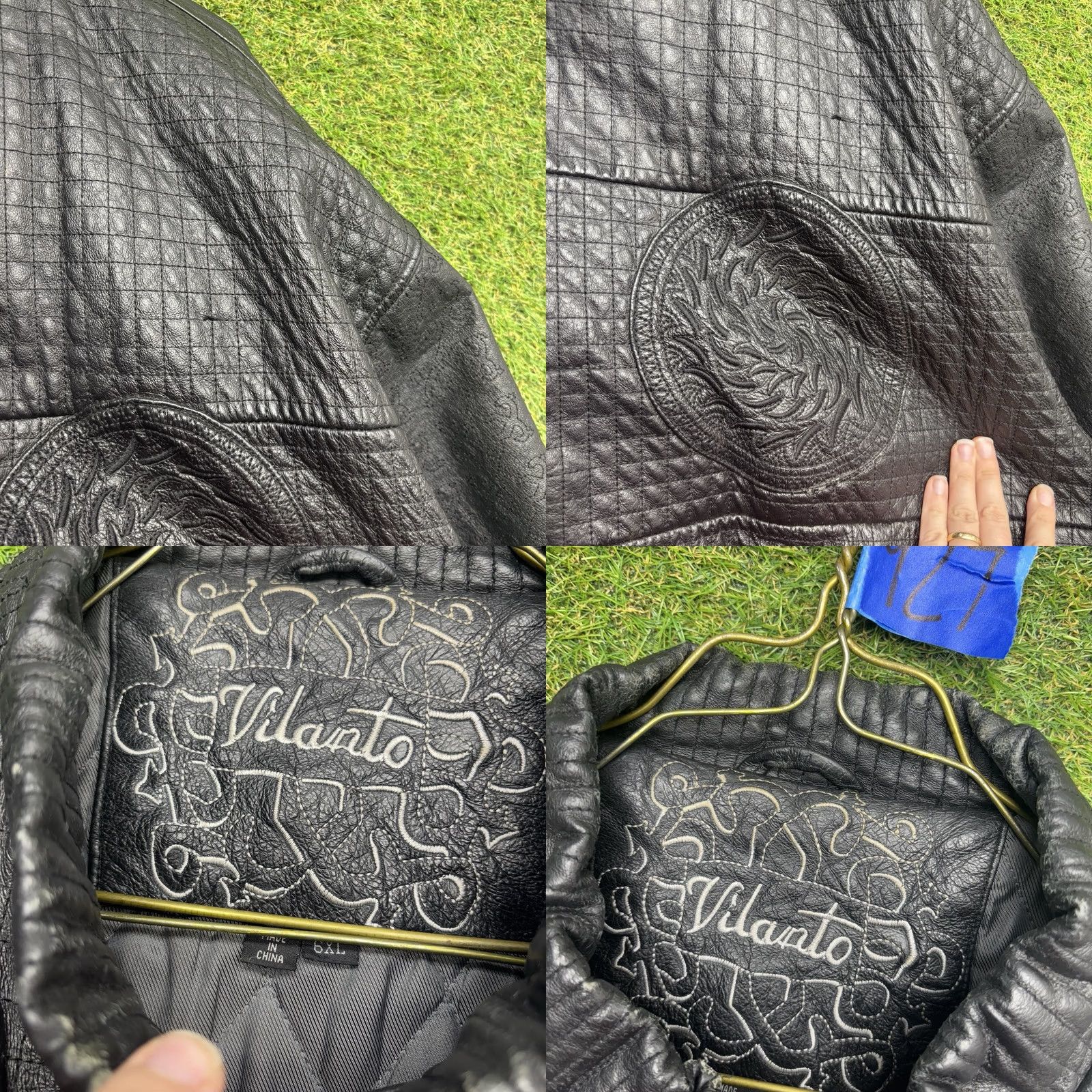 Vintage Vilanto Leather Jacket Mens 6XL Black Embossed Full Zip Up Riding Grunge y2k 90s Jacket Mens 6XL Black Leather Size US XXL / EU 58 / 5 - 8 Thumbnail