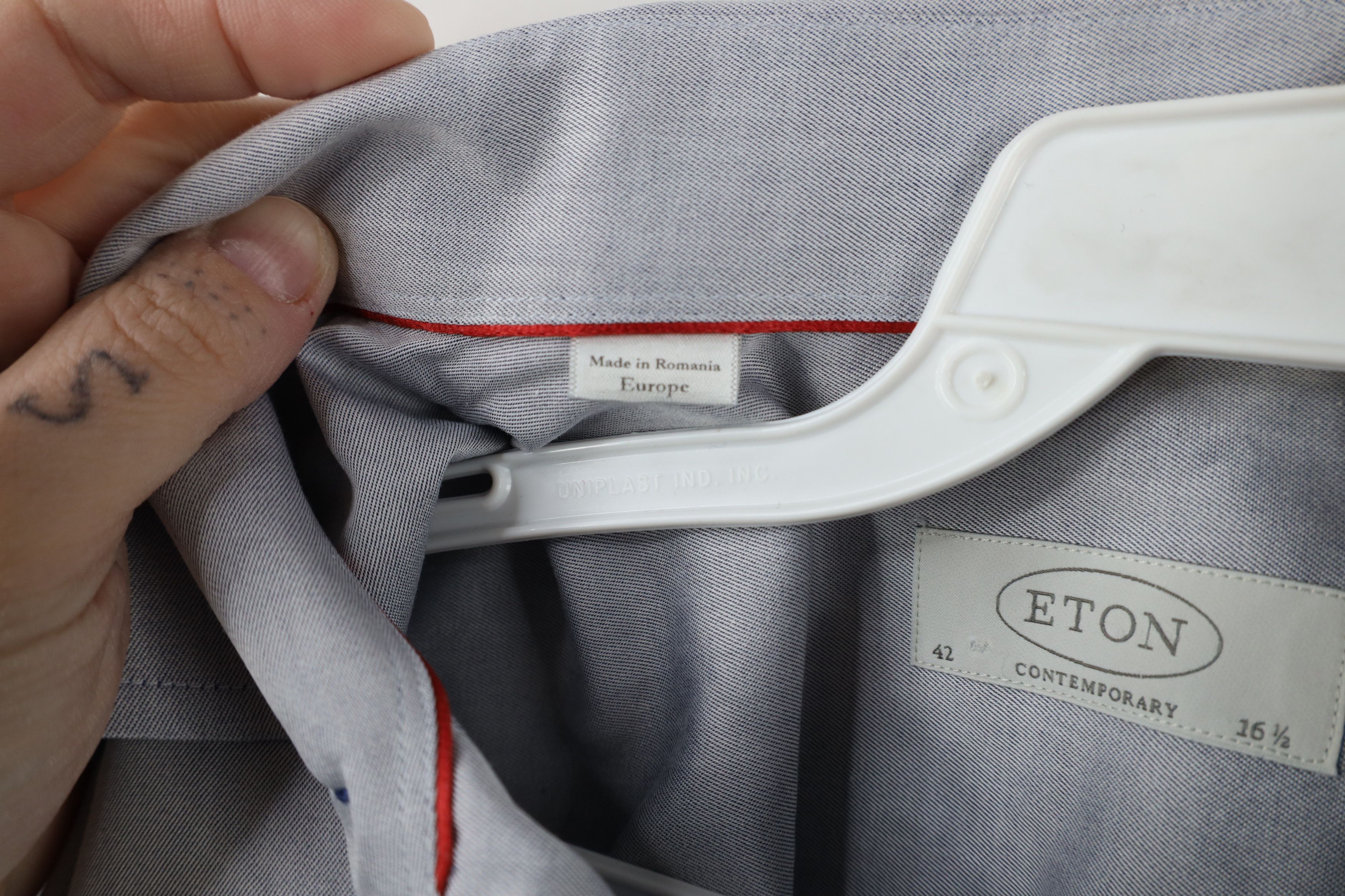 Eton × Vintage Eton Contemporary Chambray Collared Button Dress Shirt Gray Size US XL / EU 56 / 4 - 9 Thumbnail