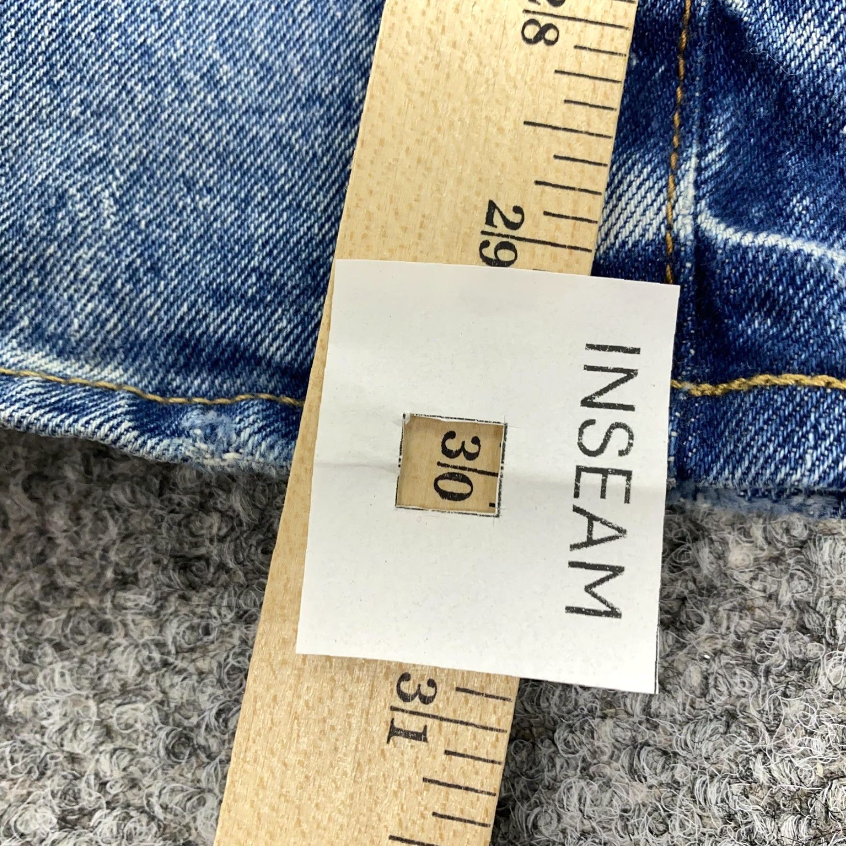 Gap GAP Cone Denim Jeans Mens 38x30 Blue Slim Straight Light Destroyed Distressed 5-Pocket Zip Fly Mens 38 Regular Inseam 30 Leather Patch (GAP 1969) Size US 38 / EU 54 - 5 Thumbnail