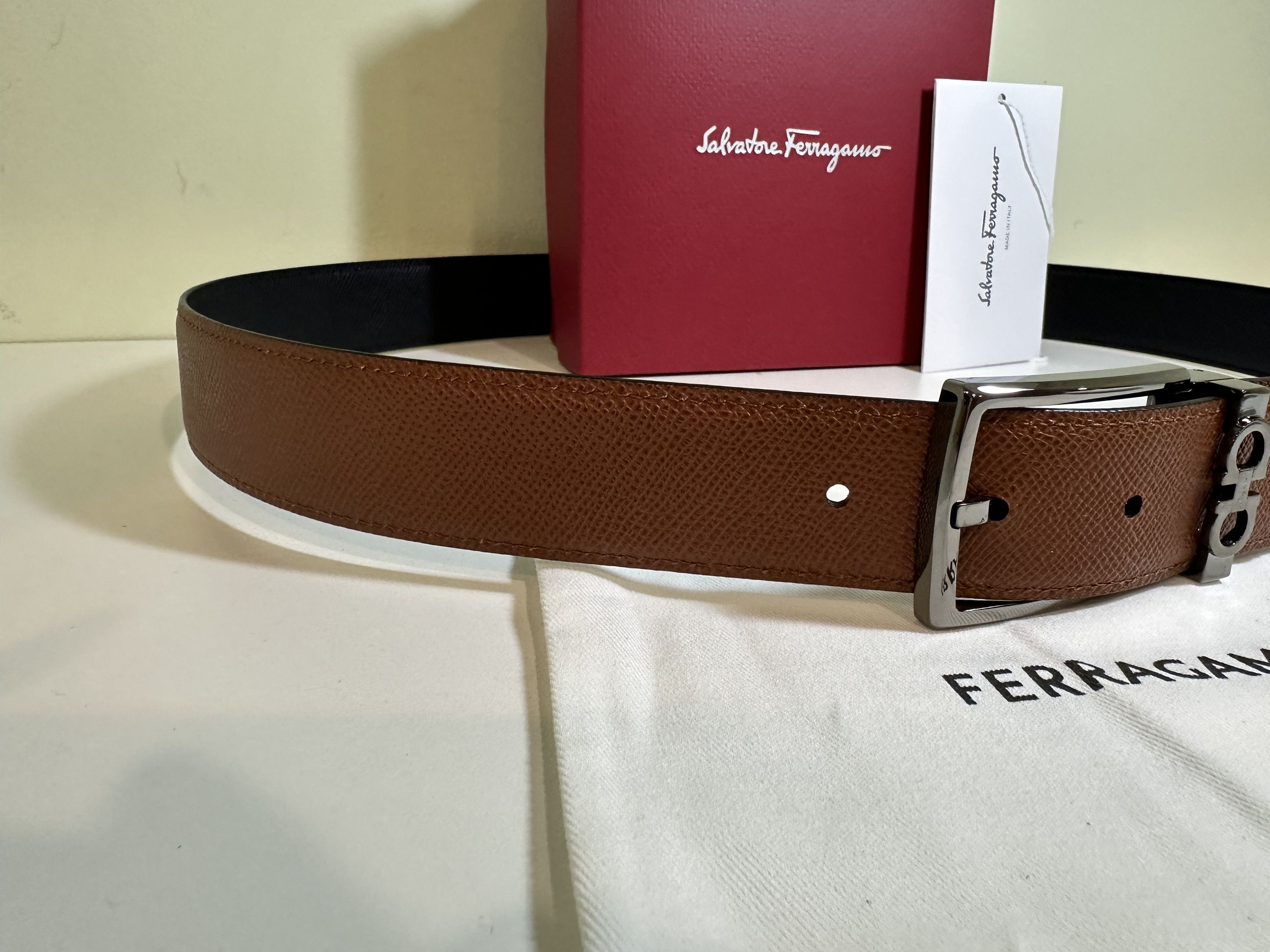 Salvatore Ferragamo Reversible Radica/Nero Leather Salvatore Ferragamo Belt Size 32 - 3 Thumbnail