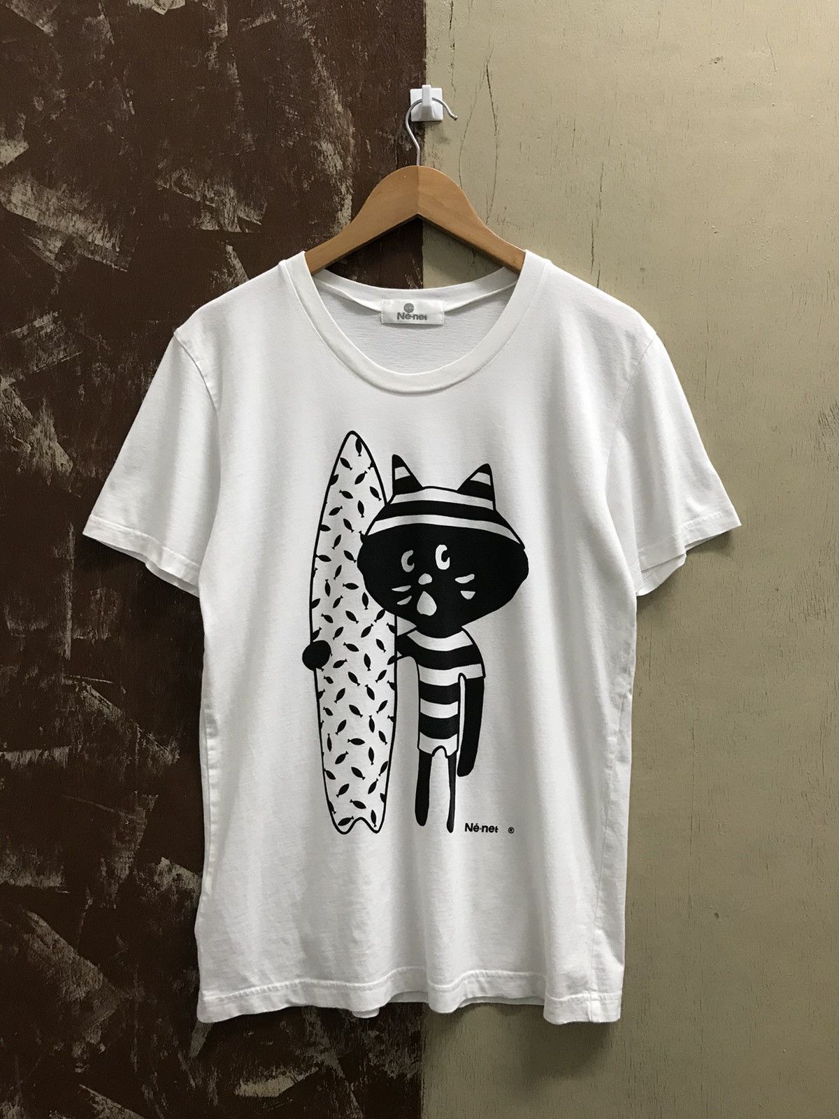 image of Vintage Ne-Net By Issey Miyake Art Tee in White, Men's (Size Medium)