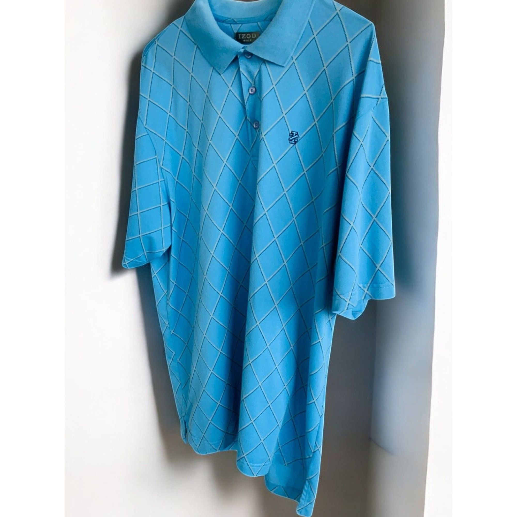 Izod Izod Golf Mens Blue Argyle Print Short Sleeve Relaxed Fit Po Size US XL / EU 56 / 4 - 9 Thumbnail