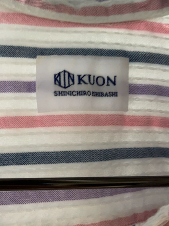 KUON handmade striped short sleeve shirt Size US XL / EU 56 / 4 - 5 Thumbnail