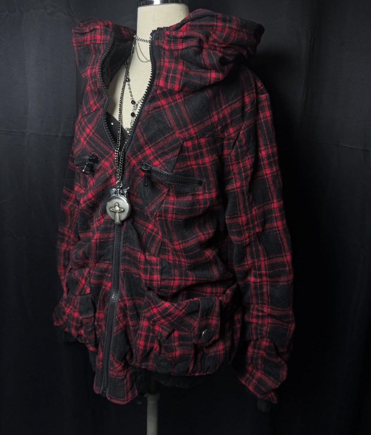 Beauty Beast Seditionaries Punk Gothic Tartan Red Sherpa Shearling Jacket Size US S / EU 44-46 / 1 - 4 Thumbnail
