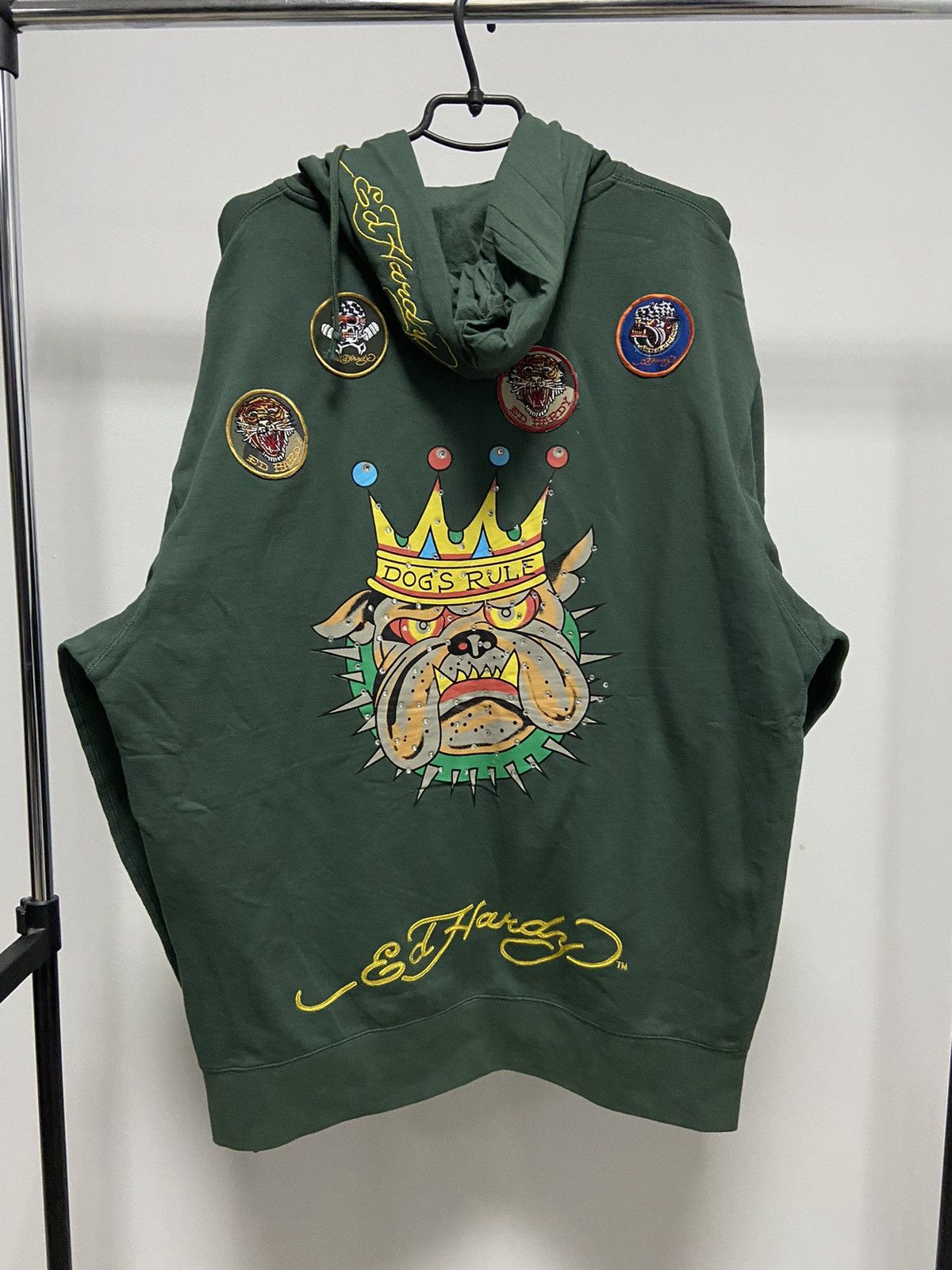 Ed Hardy × Vintage Ed Hardy Bullldog Dogs Rule Hoodie Big Logo Vintage Size US XXL / EU 58 / 5 - 1 Thumbnail