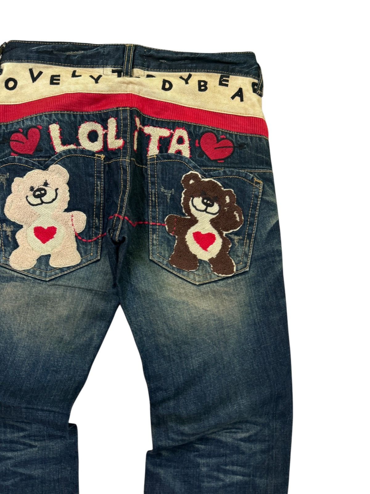 Hysteric Glamour Yoshitomo Nara Lolita Washed Claw Mark Embroidery Bear Size US 29 - 14 Thumbnail