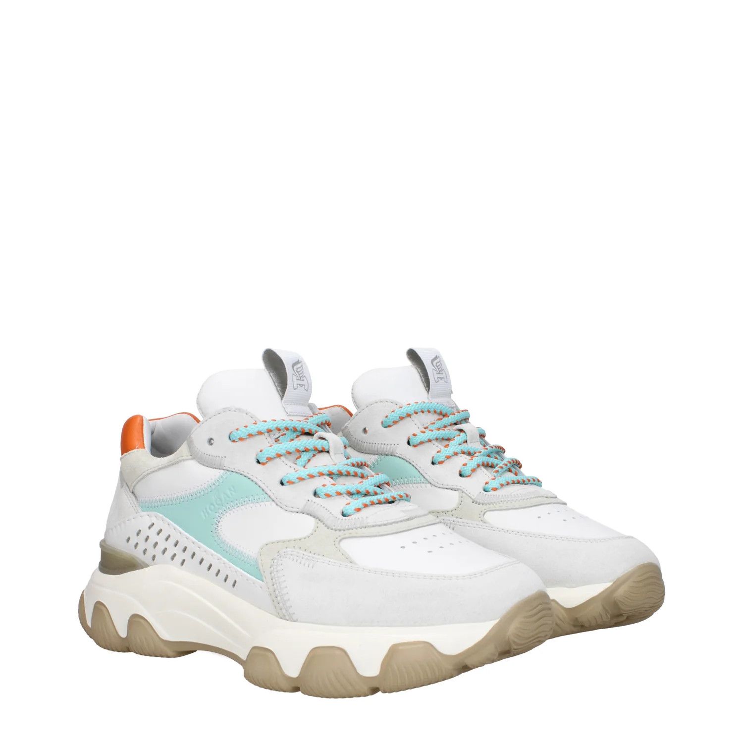 Hogan ob1o1e1124 Leather Sneakers in White/Teal Size US 7 / IT 37 - 2 Thumbnail