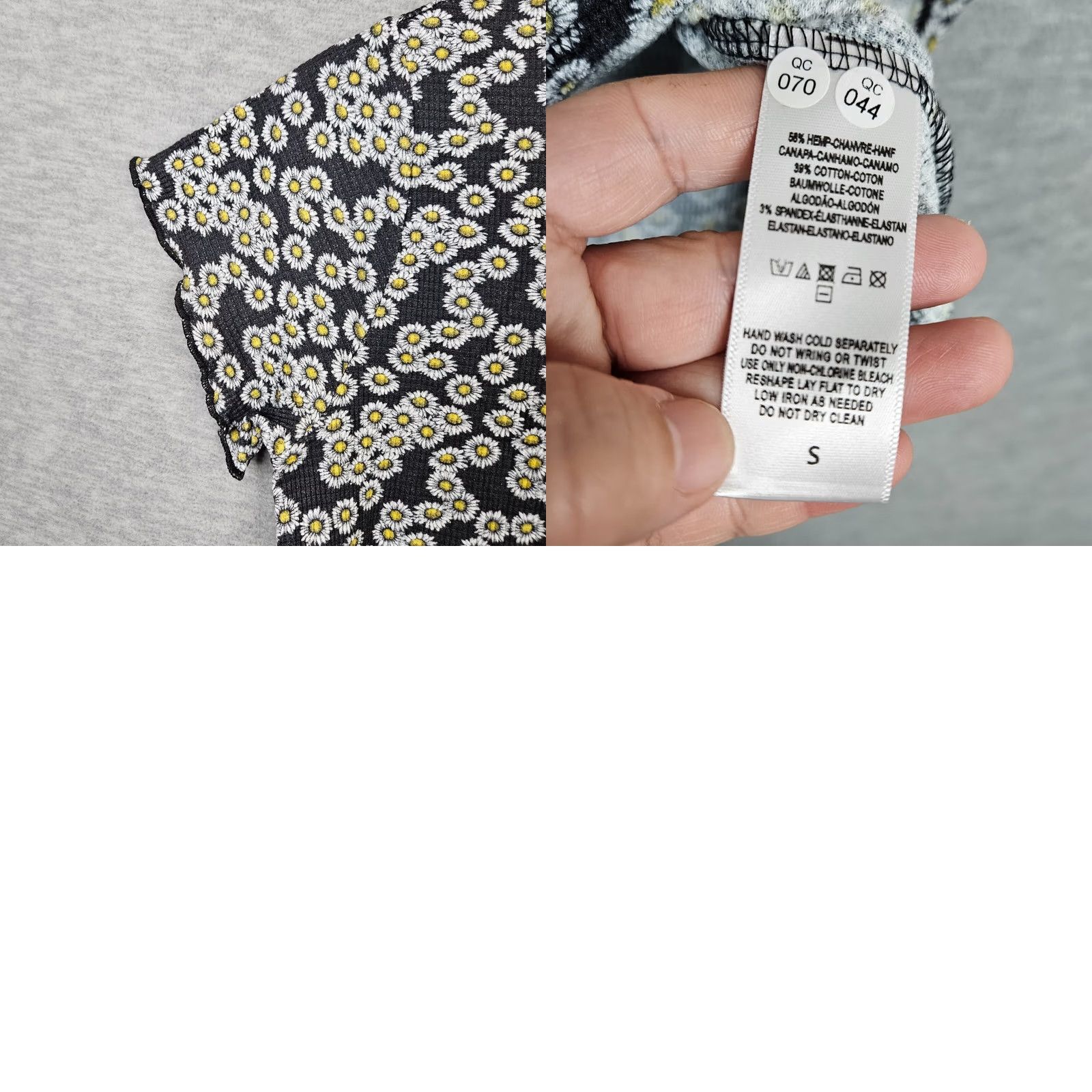 Vintage We the Free Black Floral Printed Ribbed Cropped Tee Top S Adult Regular Cotton Blend Short Sleeve Womens Shirt Knows No Decade Size S / US 4 / IT 40 - 8 Thumbnail