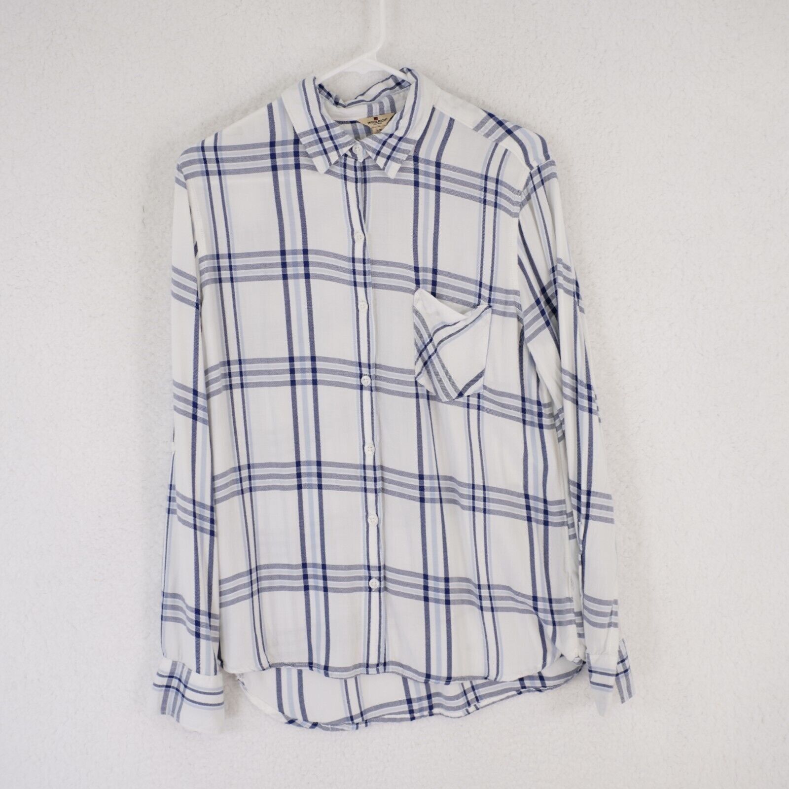 Woolrich Woolen Mills Woolrich Large Blue White Plaid Cotton Flannel Long Sleeve C Size L / US 10 / IT 46 - 1 Thumbnail