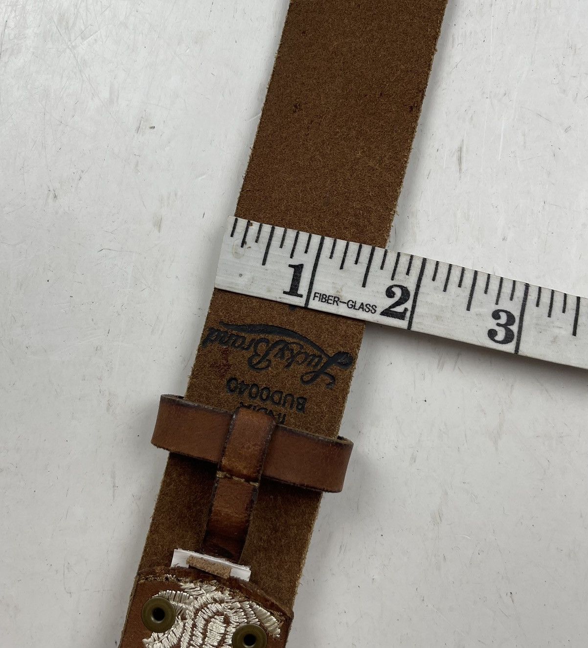 Japanese Brand rare design embroidery leather belt tc40 Size 38 - 7 Thumbnail