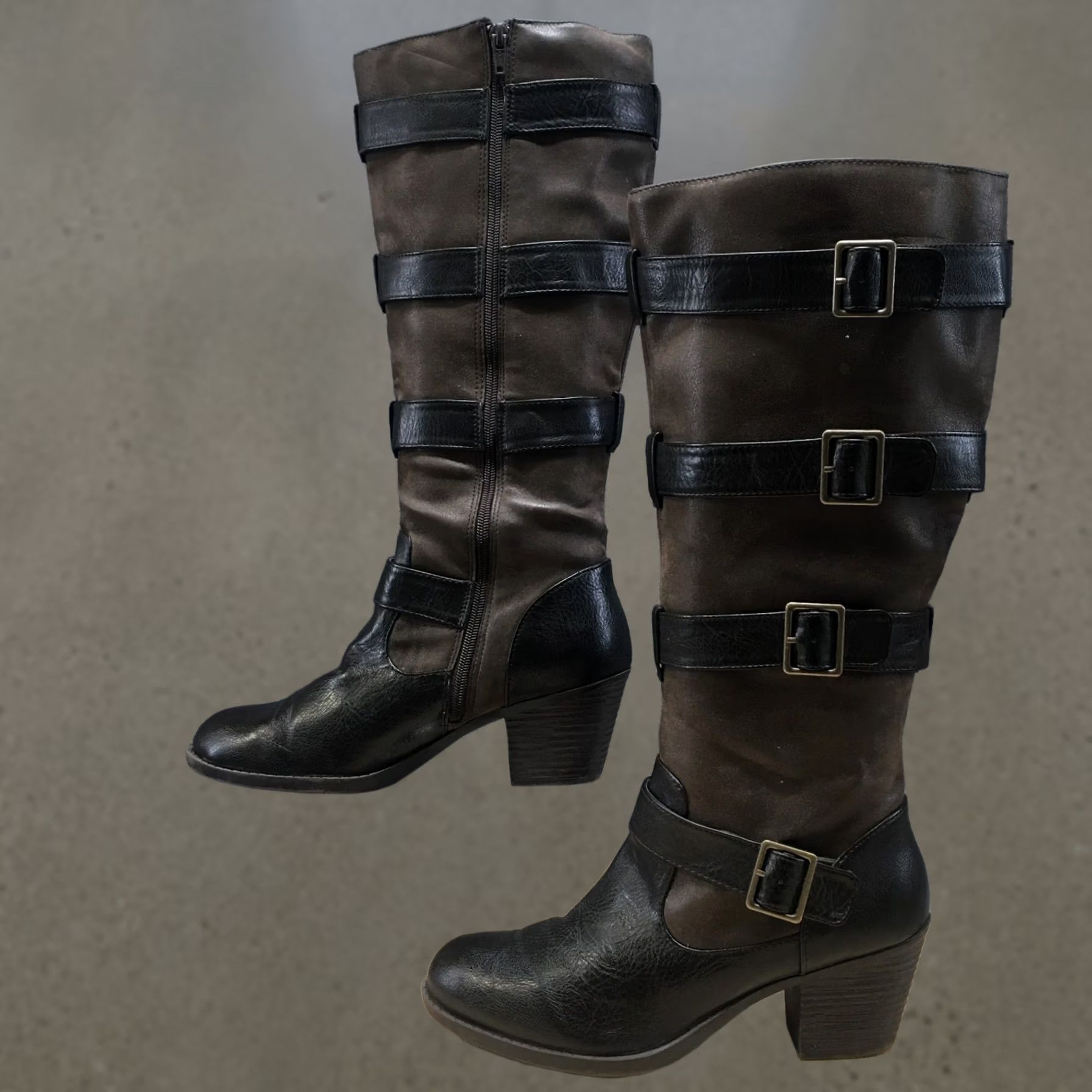 Croft & Barrow Croft & Barrow Boots Women 9.5 Black Knee High Buckle Strap Zip Block Heel Riding Boot Vintage: No Size US 10 / IT 40 - 1 Thumbnail